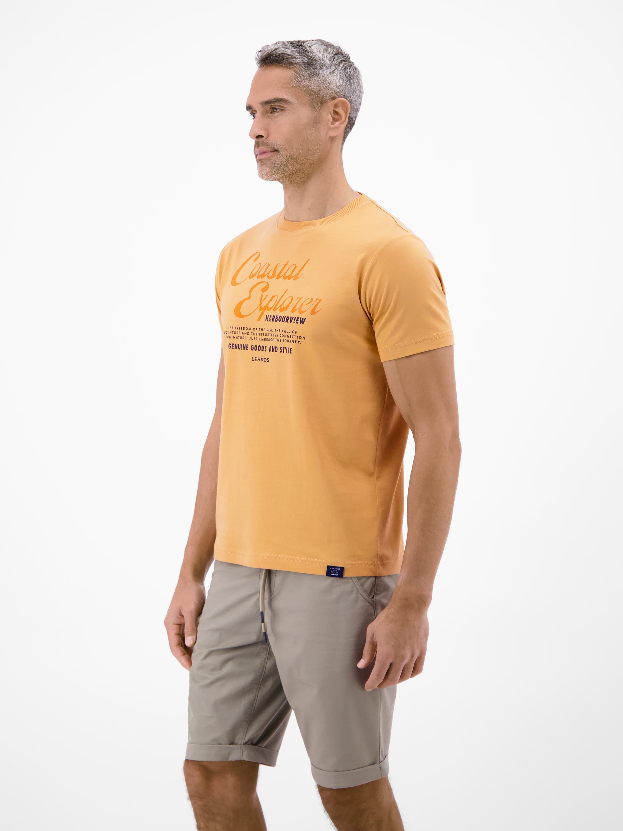 T-Shirt aus 100 % Baumwolle mit Brustprint - T-Shirt Rundhals