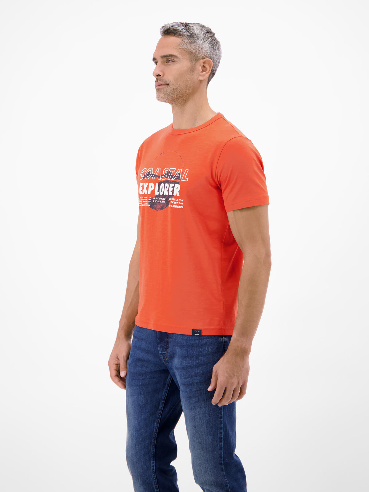 T-Shirt mit Brustprint und Rundhalsausschnitt - T-Shirt Rundhals