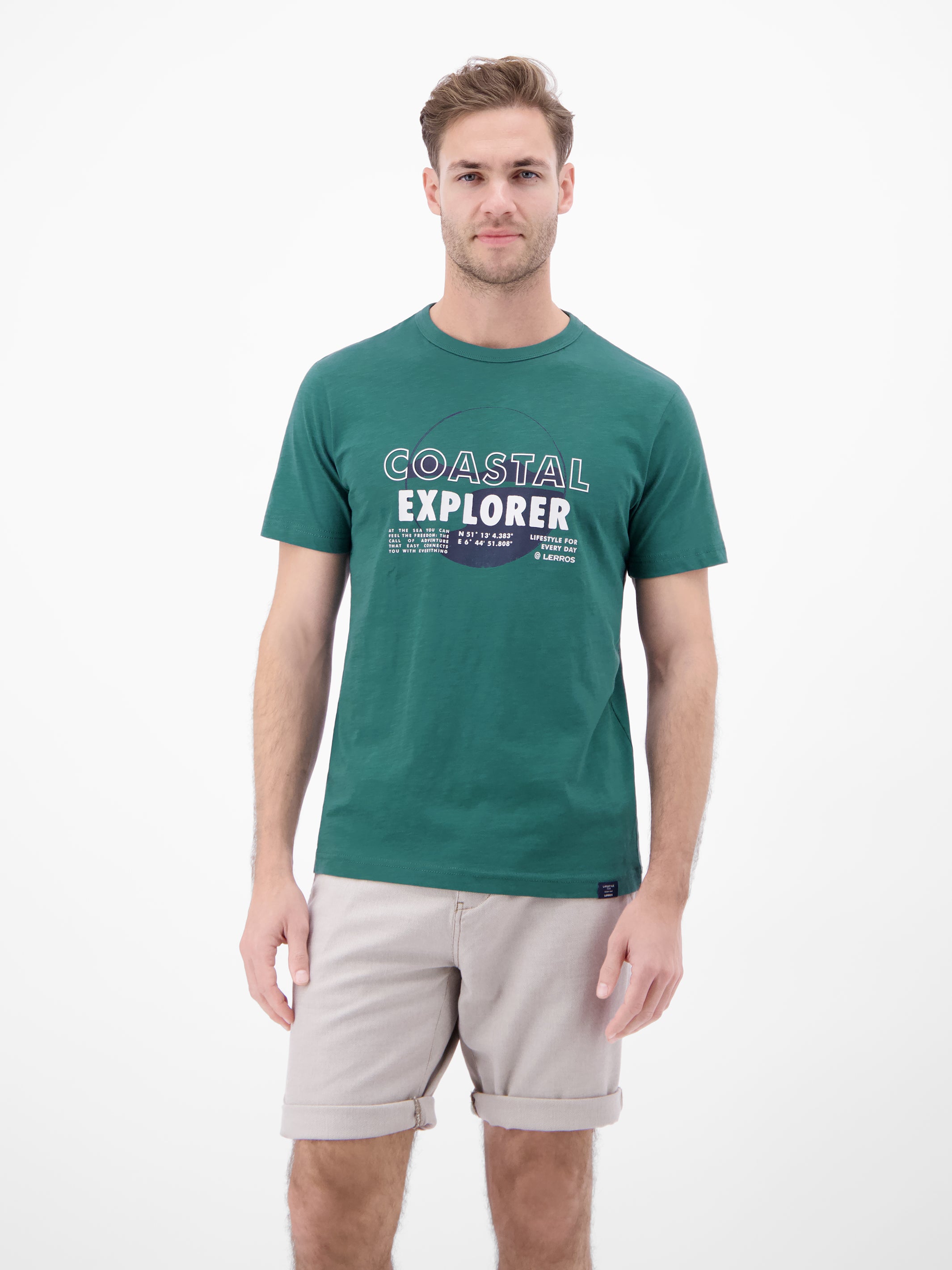 T-Shirt mit Brustprint und Rundhalsausschnitt - T-Shirt Rundhals