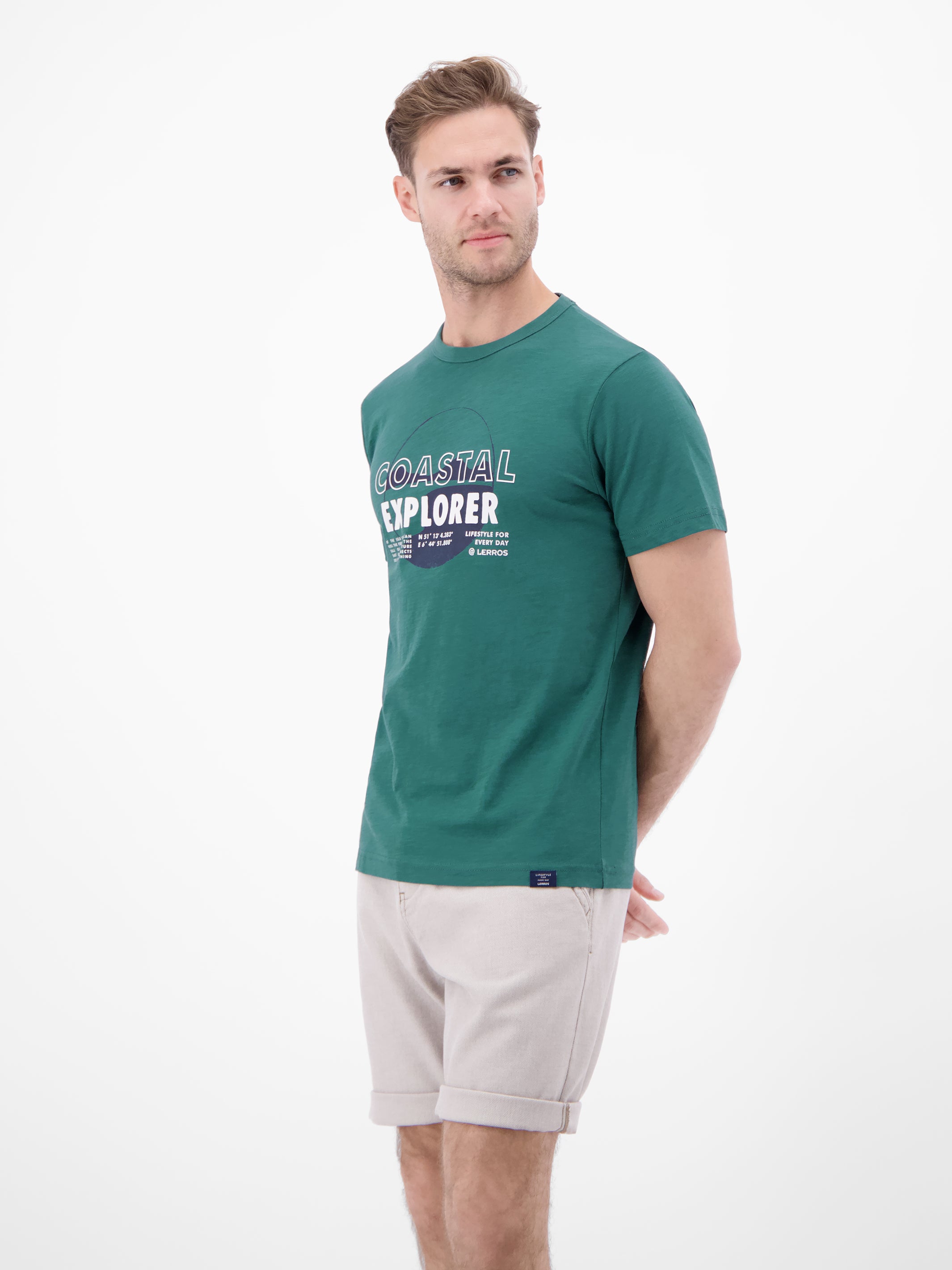 T-Shirt mit Brustprint und Rundhalsausschnitt - T-Shirt Rundhals