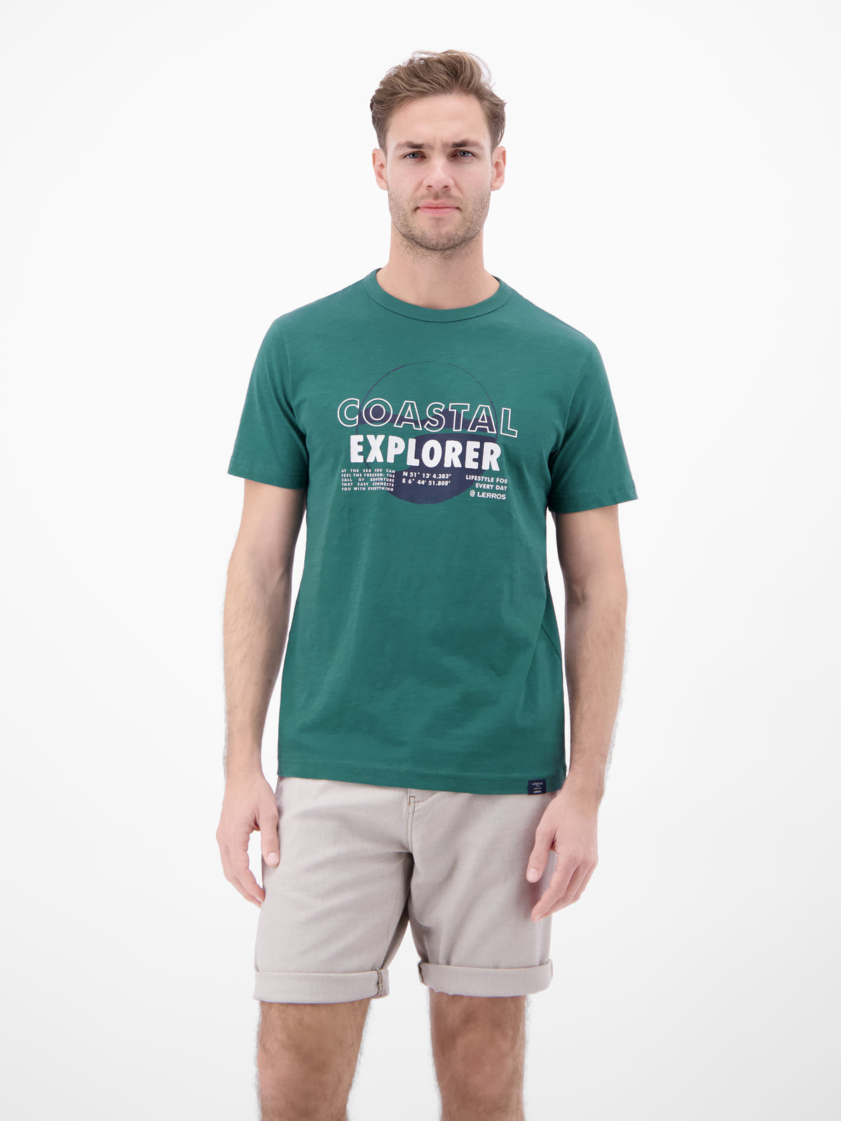 T-Shirt mit Brustprint und Rundhalsausschnitt - T-Shirt Rundhals