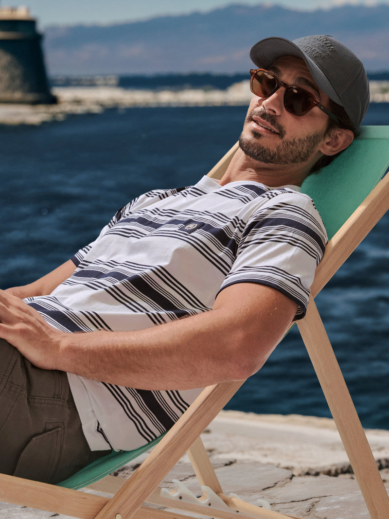 T-Shirt im Streifenlook mit O-Neck - T-Shirt Rundhals