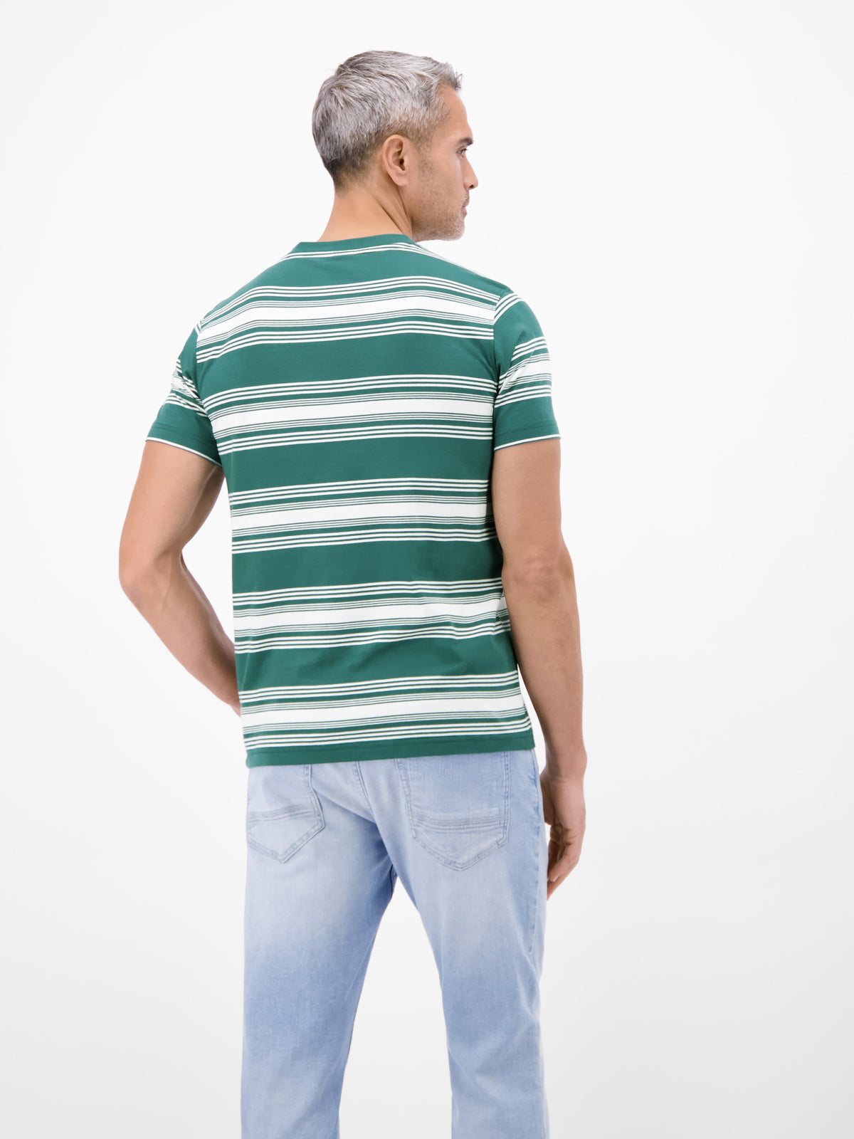 T-Shirt im Streifenlook mit O-Neck - T-Shirt Rundhals