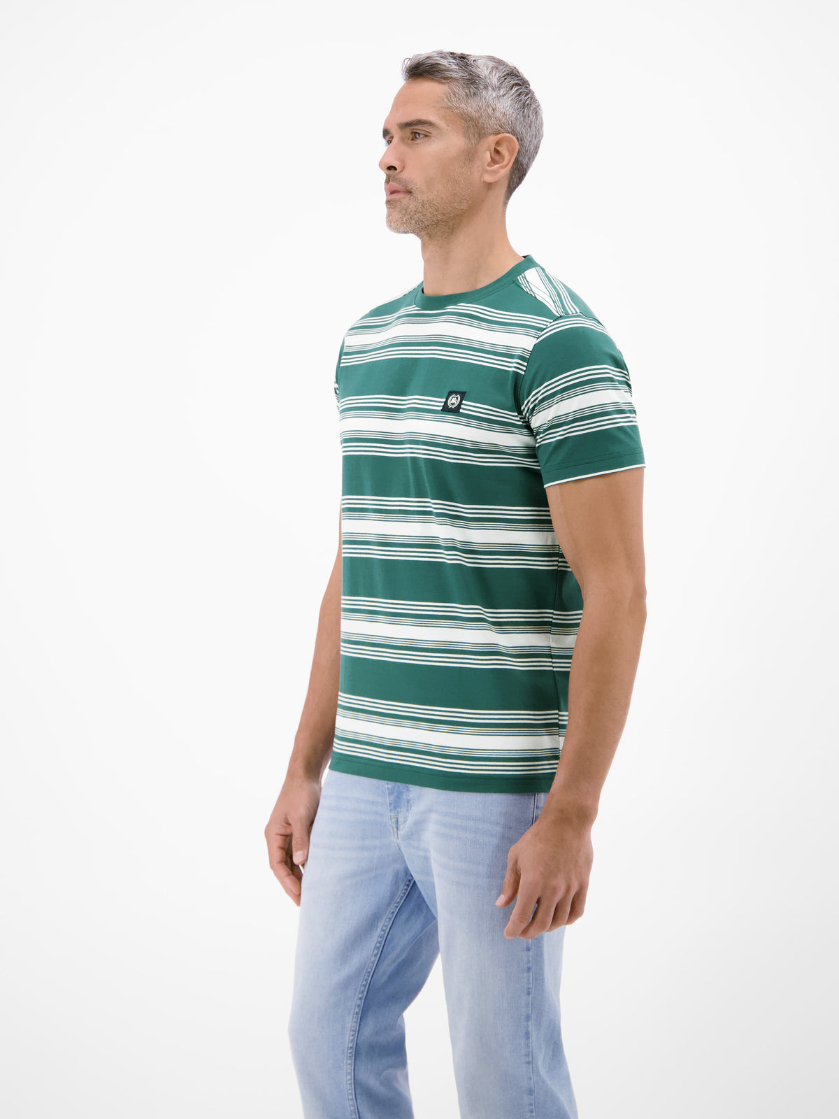 T-Shirt im Streifenlook mit O-Neck - T-Shirt Rundhals