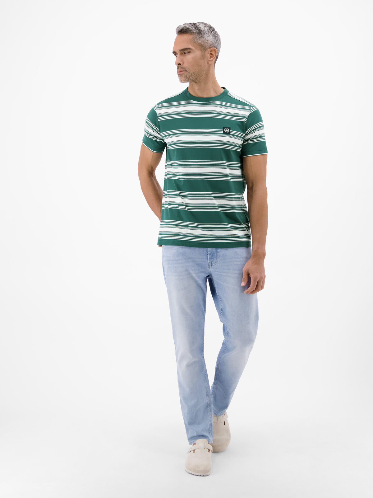 T-Shirt im Streifenlook mit O-Neck - T-Shirt Rundhals