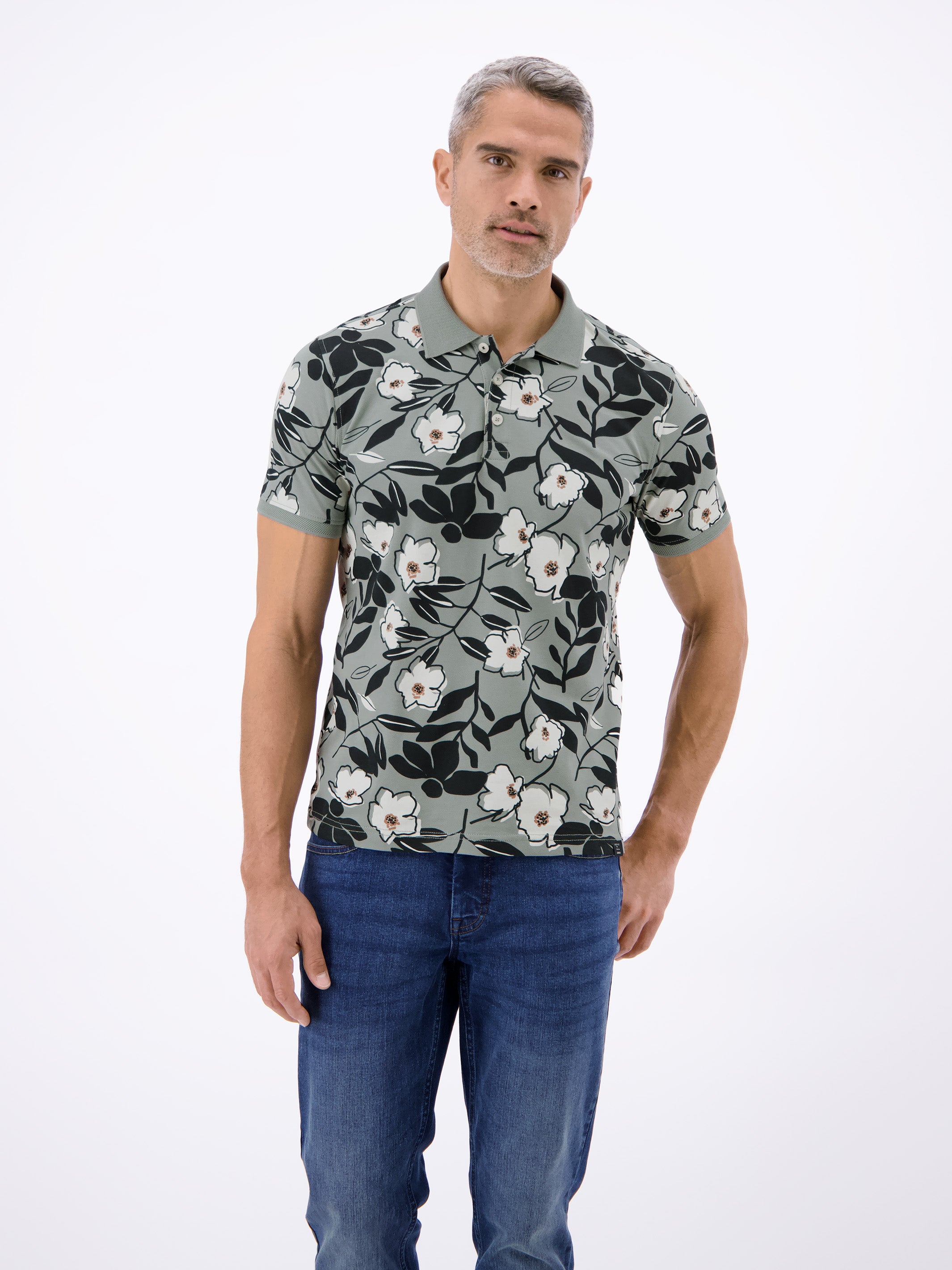 Poloshirt mit floralem Print aus 100% Baumwolle - Polo Shirt Kurzarm
