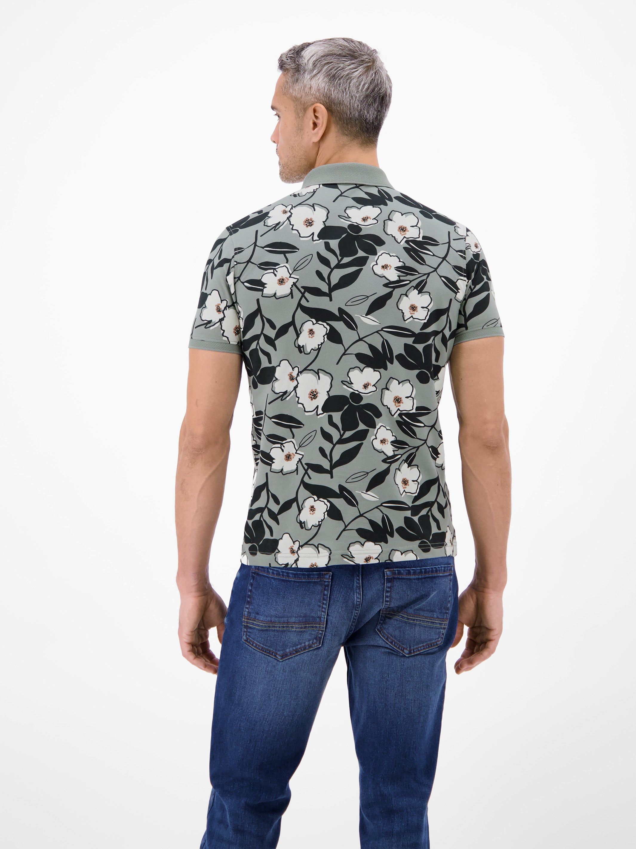 Poloshirt mit floralem Print aus 100% Baumwolle - Polo Shirt Kurzarm