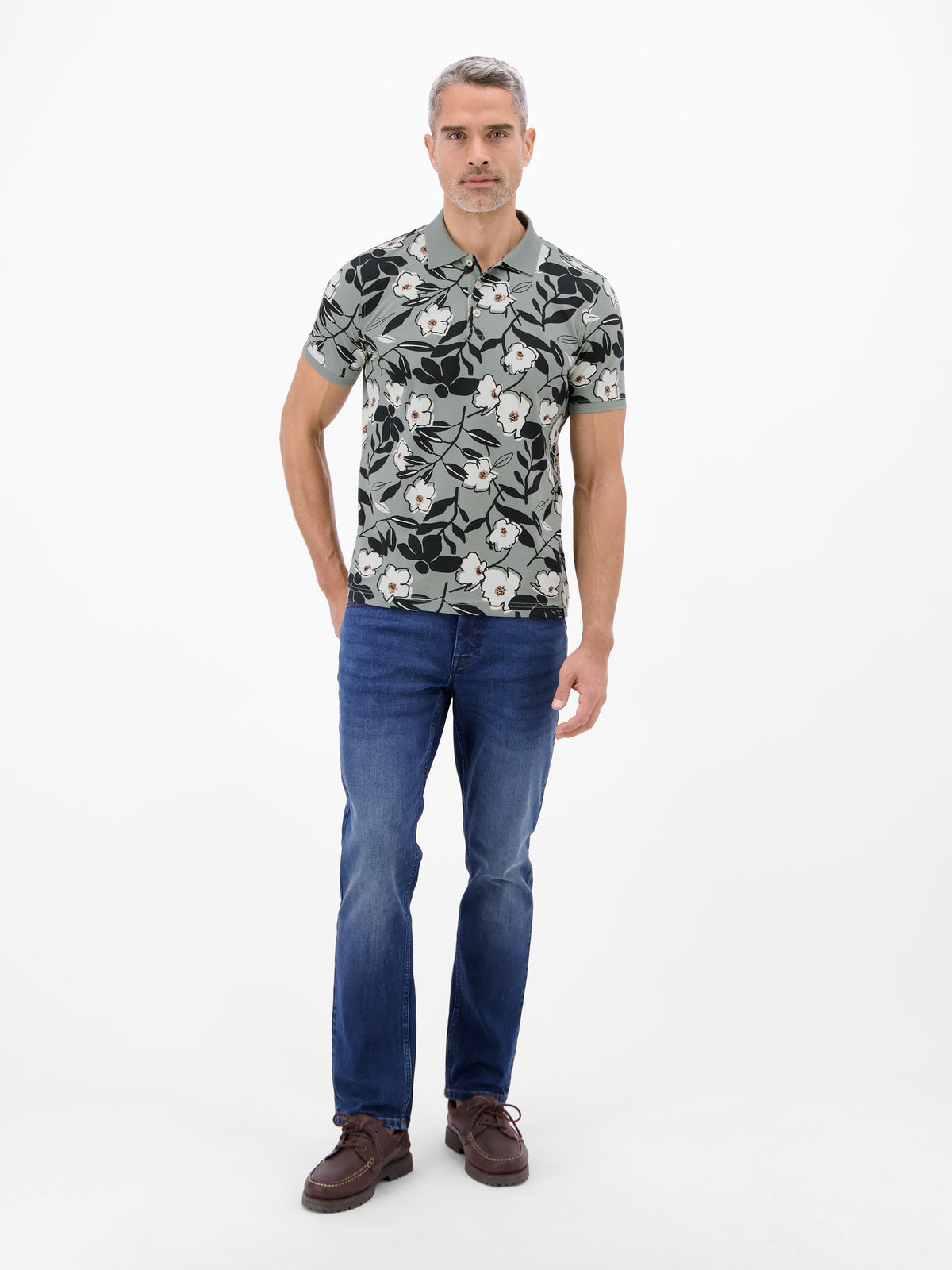 Poloshirt mit floralem Print aus 100% Baumwolle - Polo Shirt Kurzarm