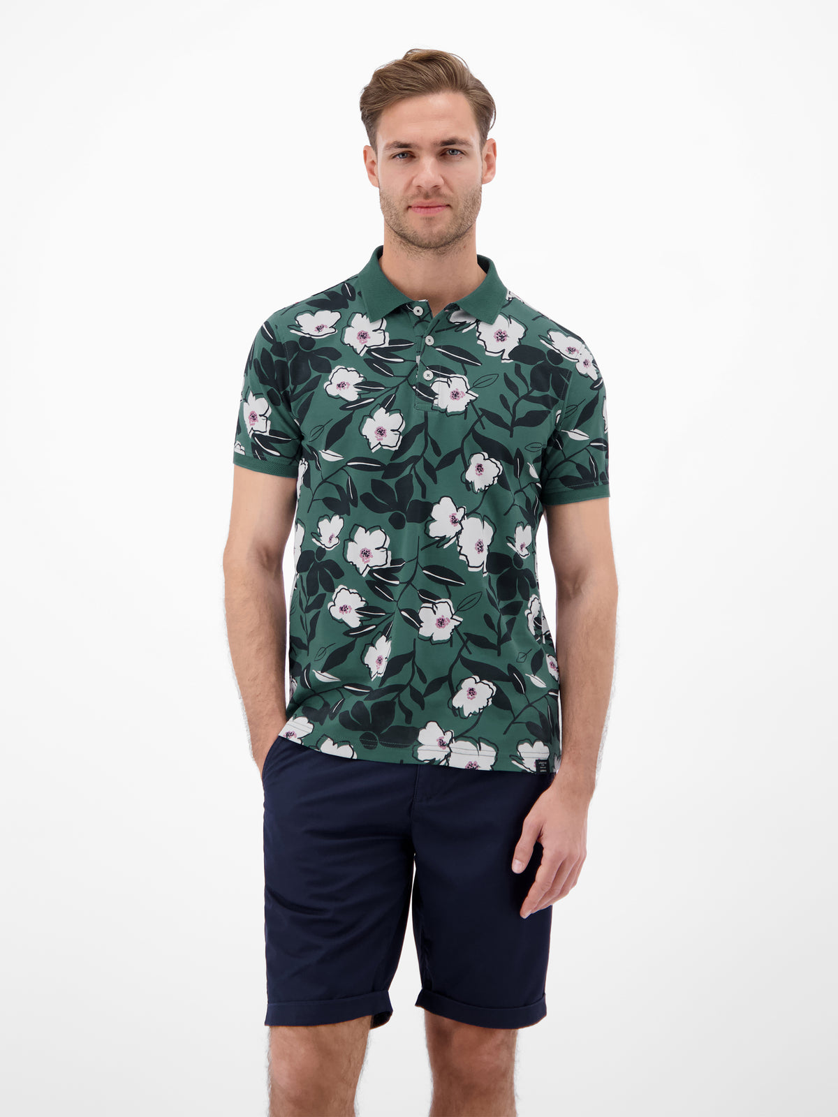 Poloshirt mit floralem Print aus 100% Baumwolle - Polo Shirt Kurzarm