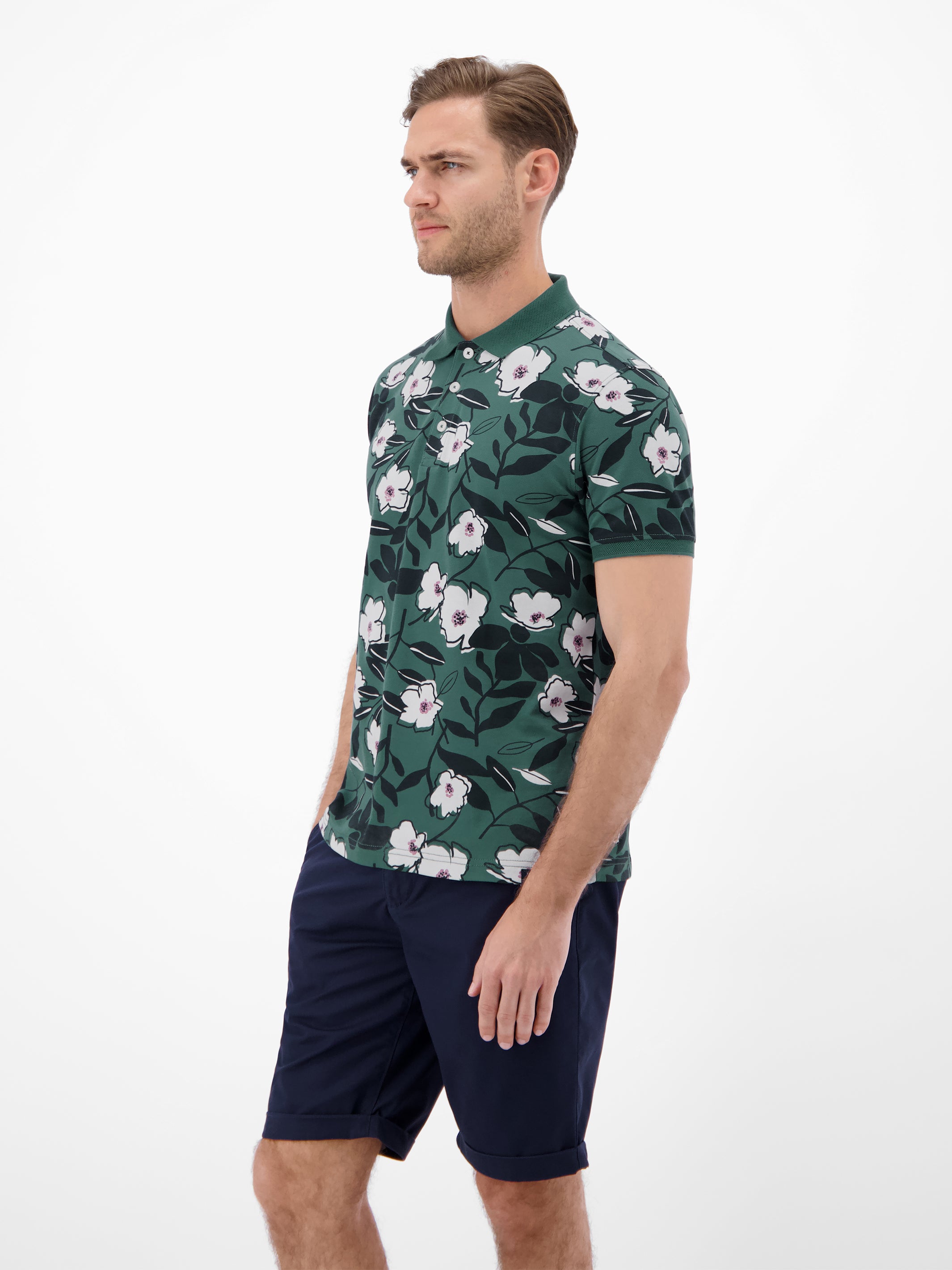 Poloshirt mit floralem Print aus 100% Baumwolle - Polo Shirt Kurzarm