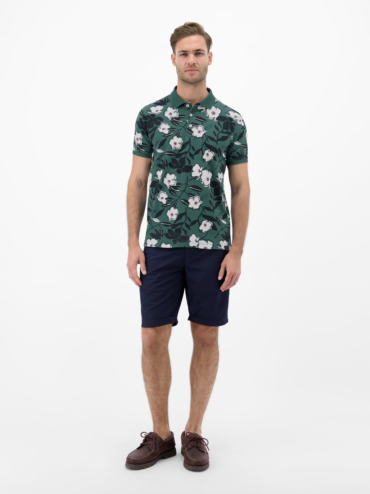 Poloshirt mit floralem Print aus 100% Baumwolle - Polo Shirt Kurzarm