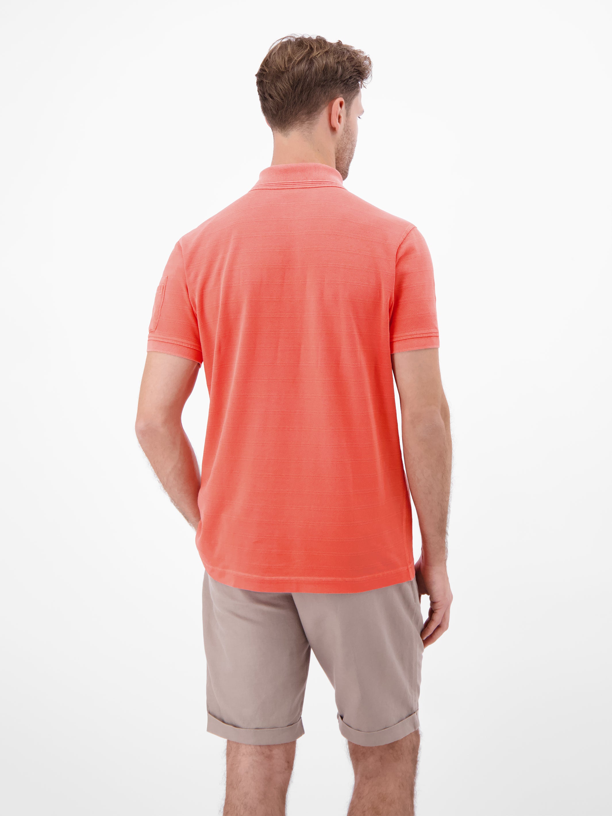 Poloshirt, unifarben aus gestreiftem Piqué-Gewebe - Polo Shirt Kurzarm