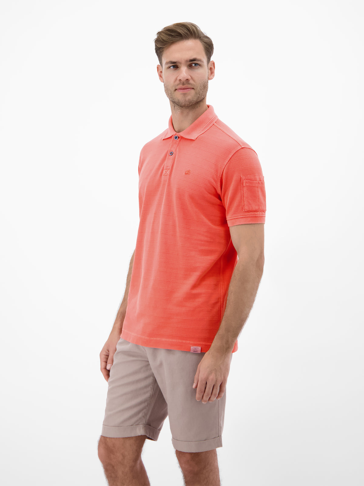 Poloshirt, unifarben aus gestreiftem Piqué-Gewebe - Polo Shirt Kurzarm