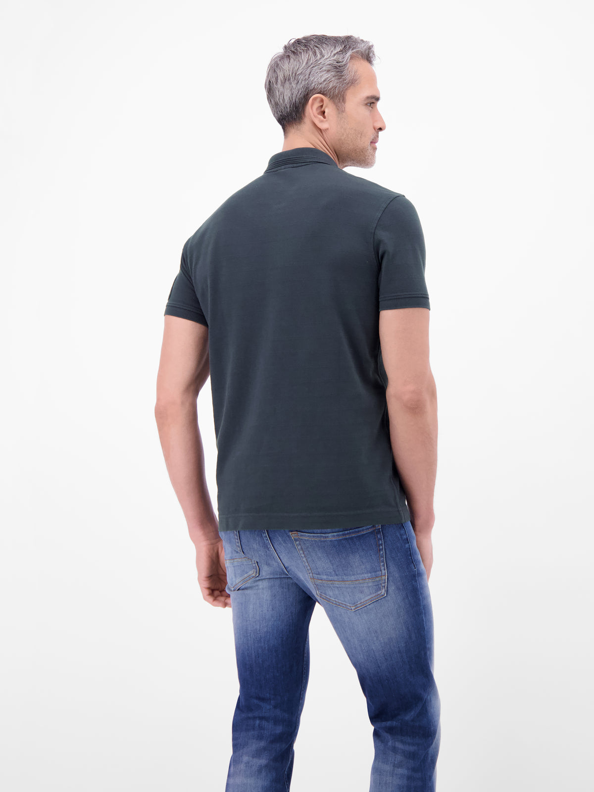 Poloshirt, unifarben aus gestreiftem Piqué-Gewebe - Polo Shirt Kurzarm