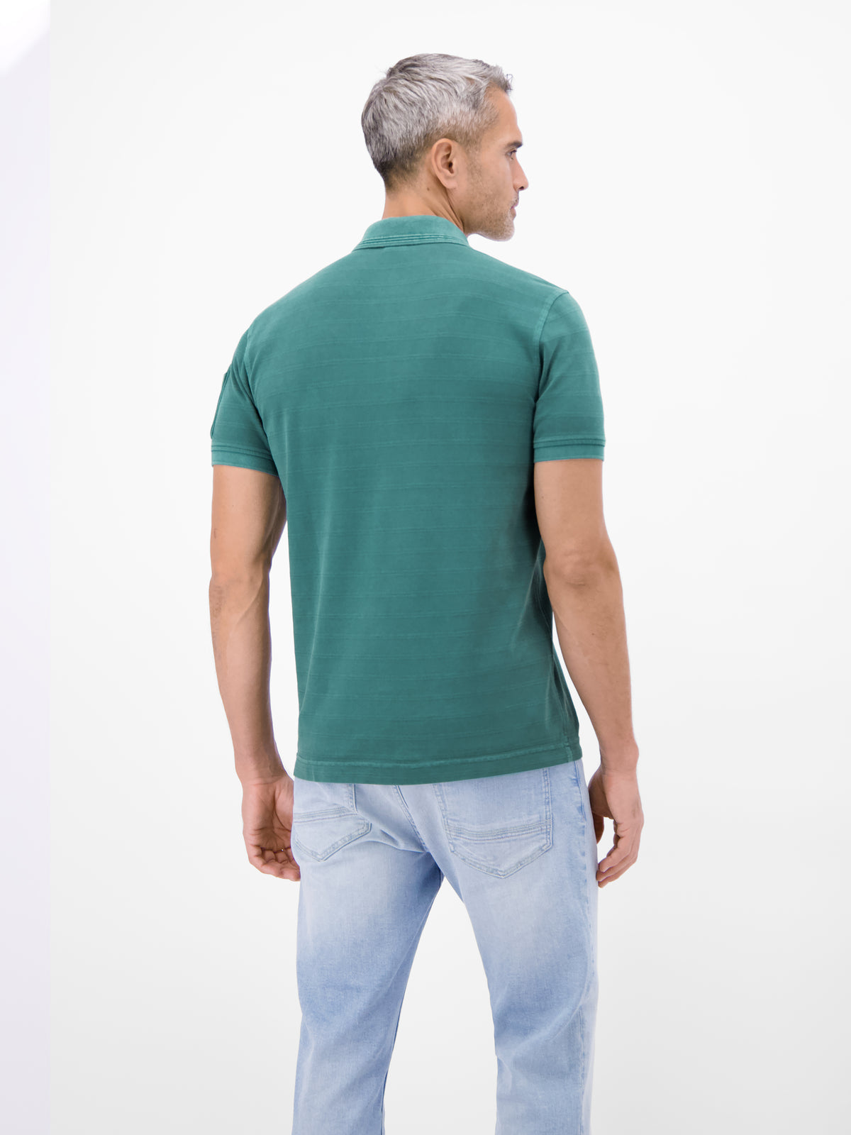 Poloshirt, unifarben aus gestreiftem Piqué-Gewebe - Polo Shirt Kurzarm