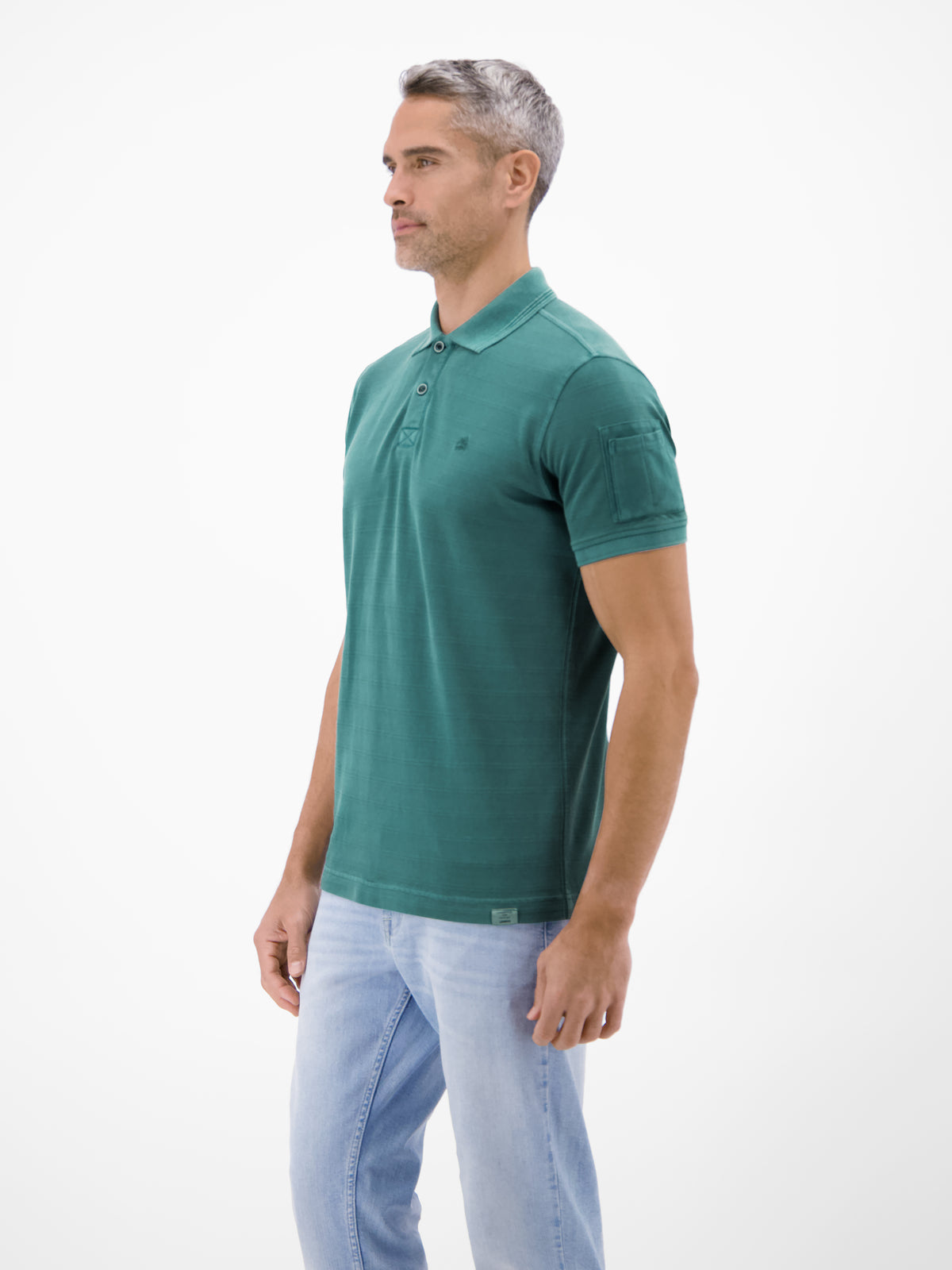 Poloshirt, unifarben aus gestreiftem Piqué-Gewebe - Polo Shirt Kurzarm