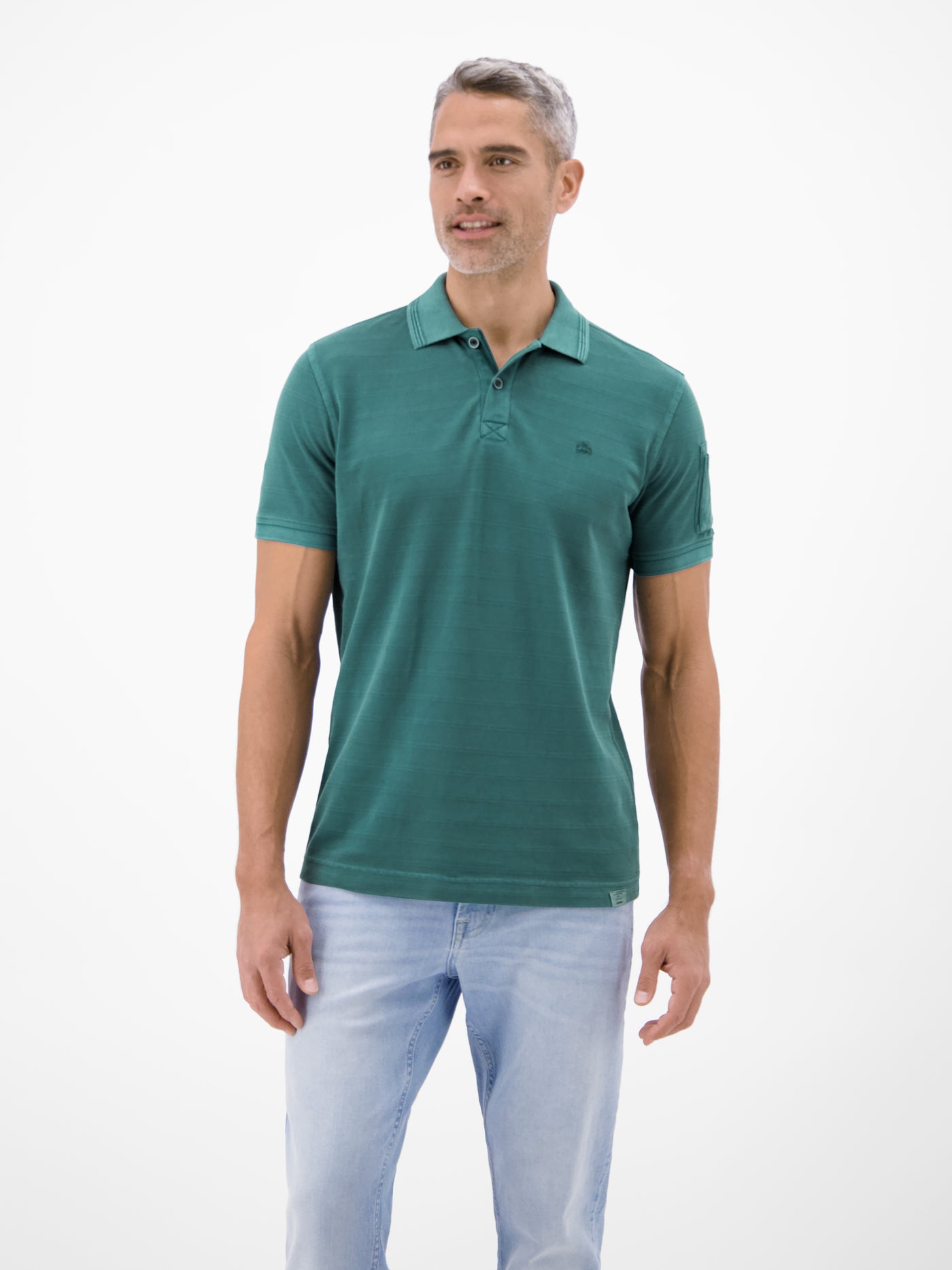 Poloshirt, unifarben aus gestreiftem Piqué-Gewebe - Polo Shirt Kurzarm
