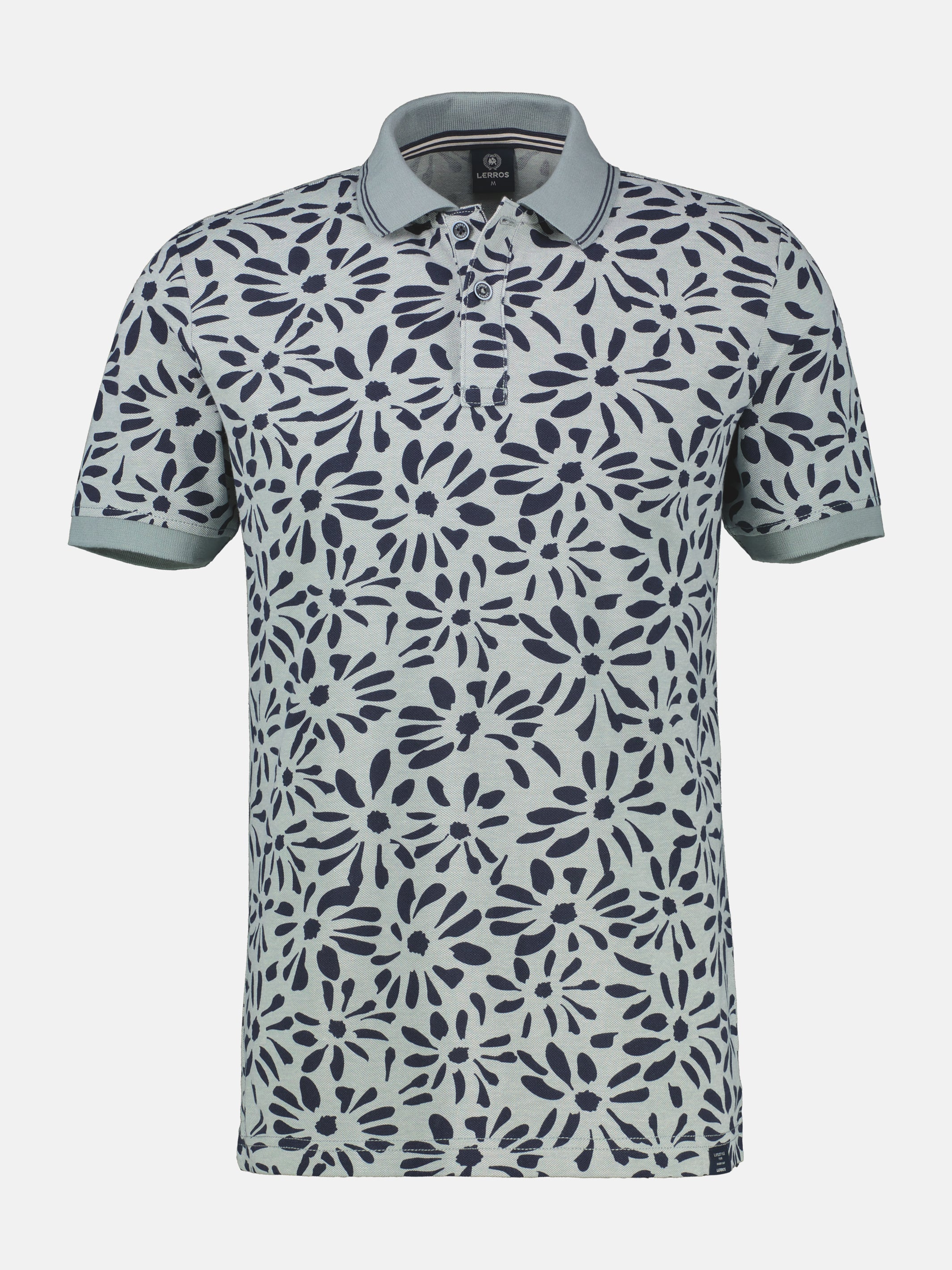 Poloshirt mit floralem All-over-Print, 2-Tone-Optik - Polo Shirt Kurzarm