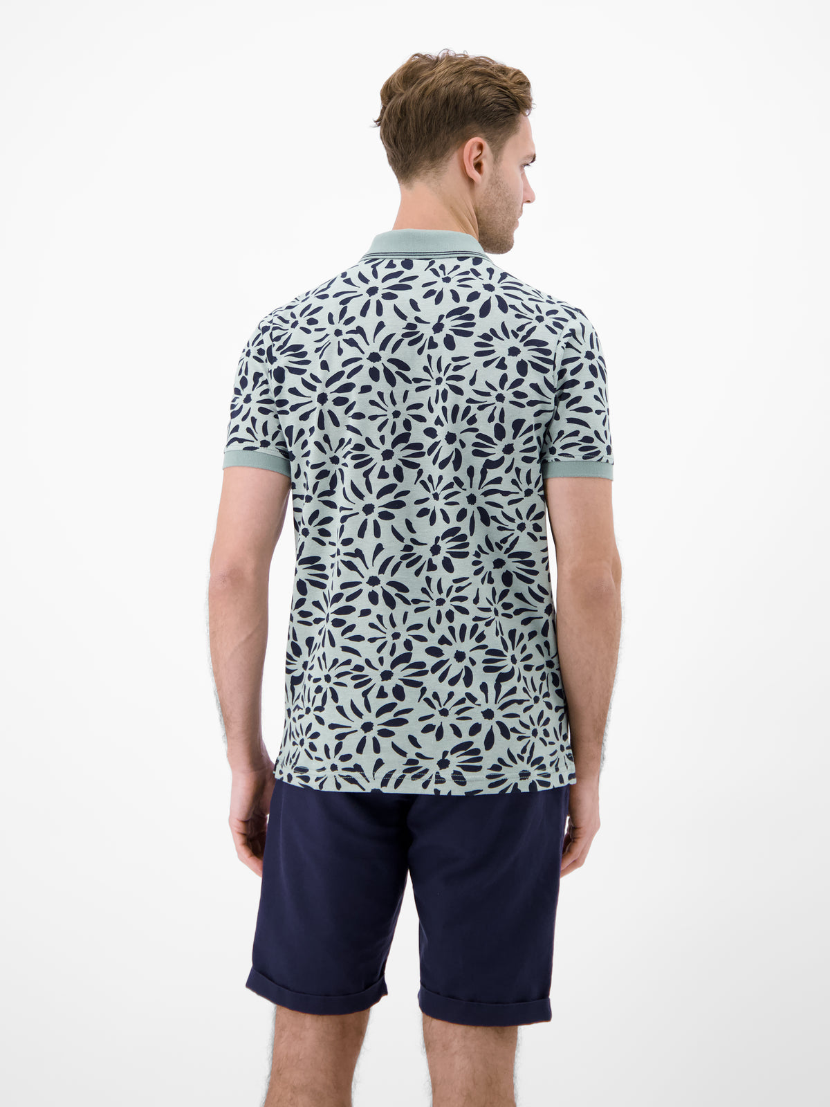 Poloshirt mit floralem All-over-Print, 2-Tone-Optik - Polo Shirt Kurzarm