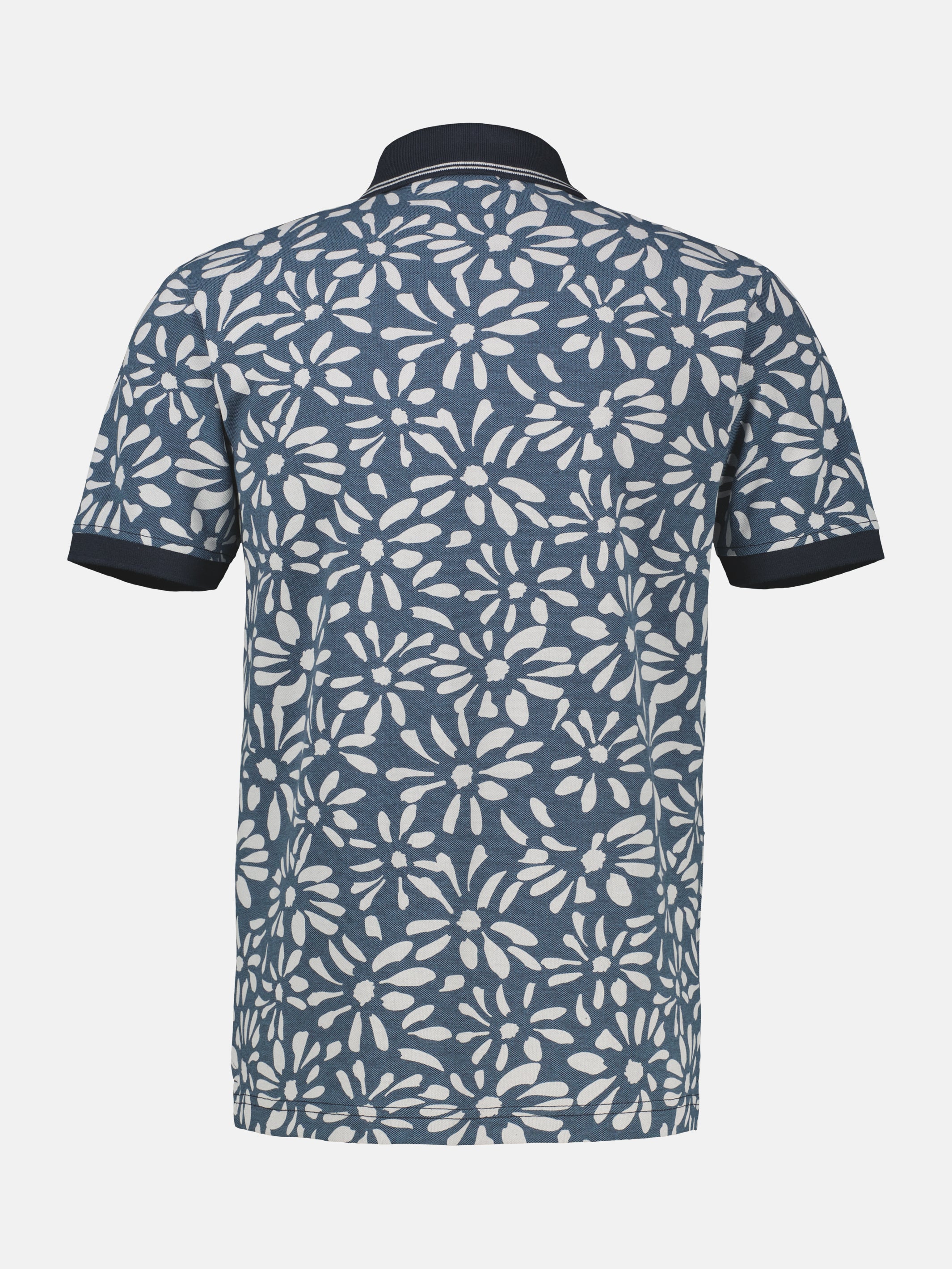 Poloshirt mit floralem All-over-Print, 2-Tone-Optik - Polo Shirt Kurzarm