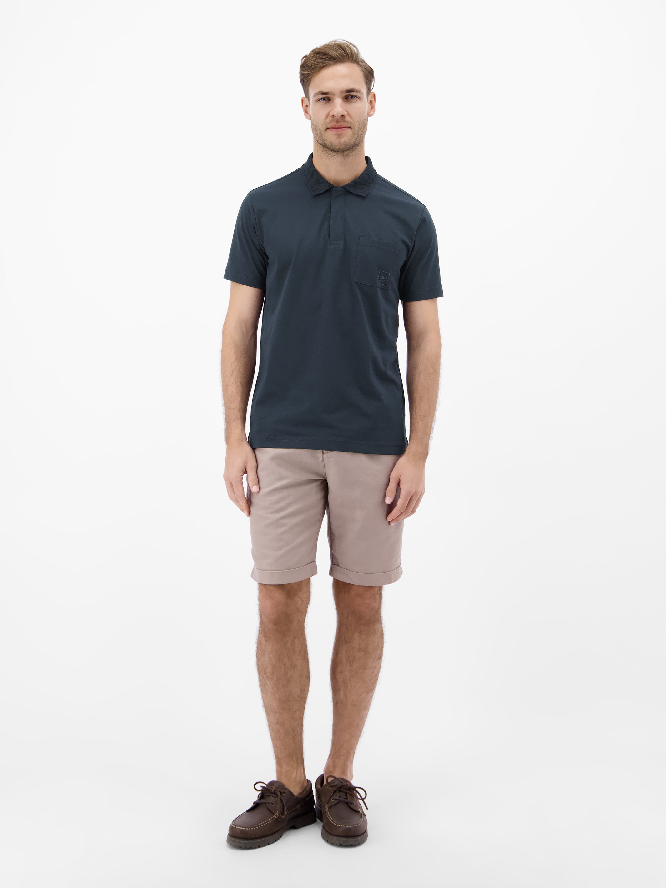Cool & Dry Poloshirt, unifarben mit Flachstrickkragen - Polo Shirt Kurzarm