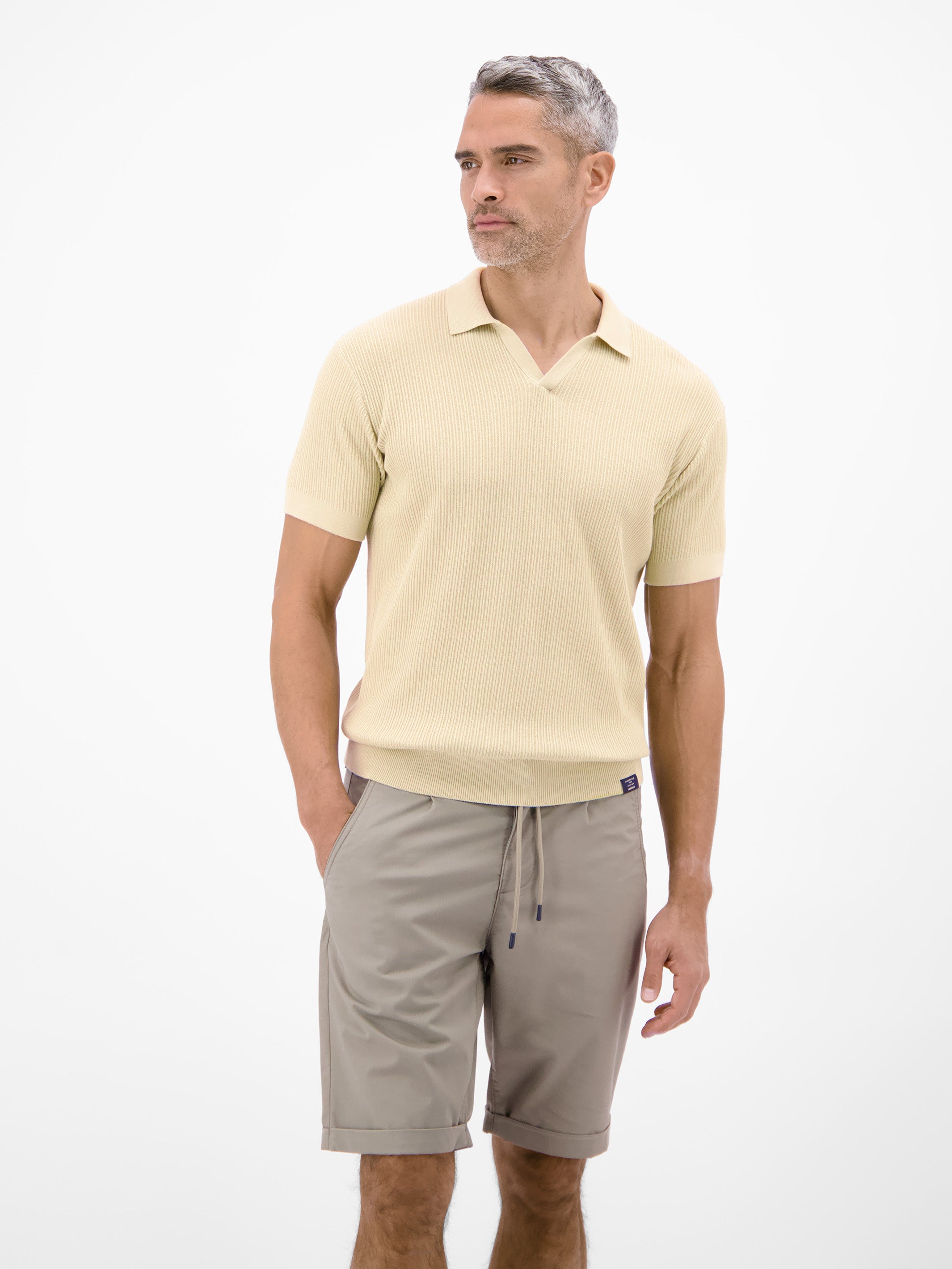 Polo aus nachhaltiger Baumwolle, Strickoptik - Polo Shirt Kurzarm