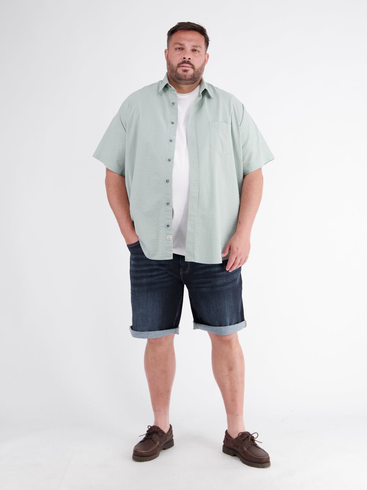 Denim Bermuda aus flexiblem Baumwollmix, große Größen