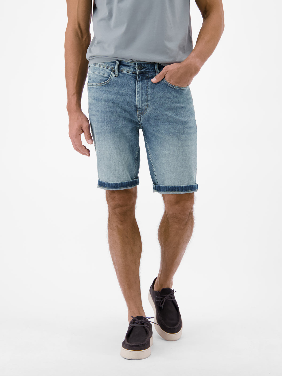 Denim Bermuda aus flexiblem Baumwollmischgewebe - Jeans Shorts