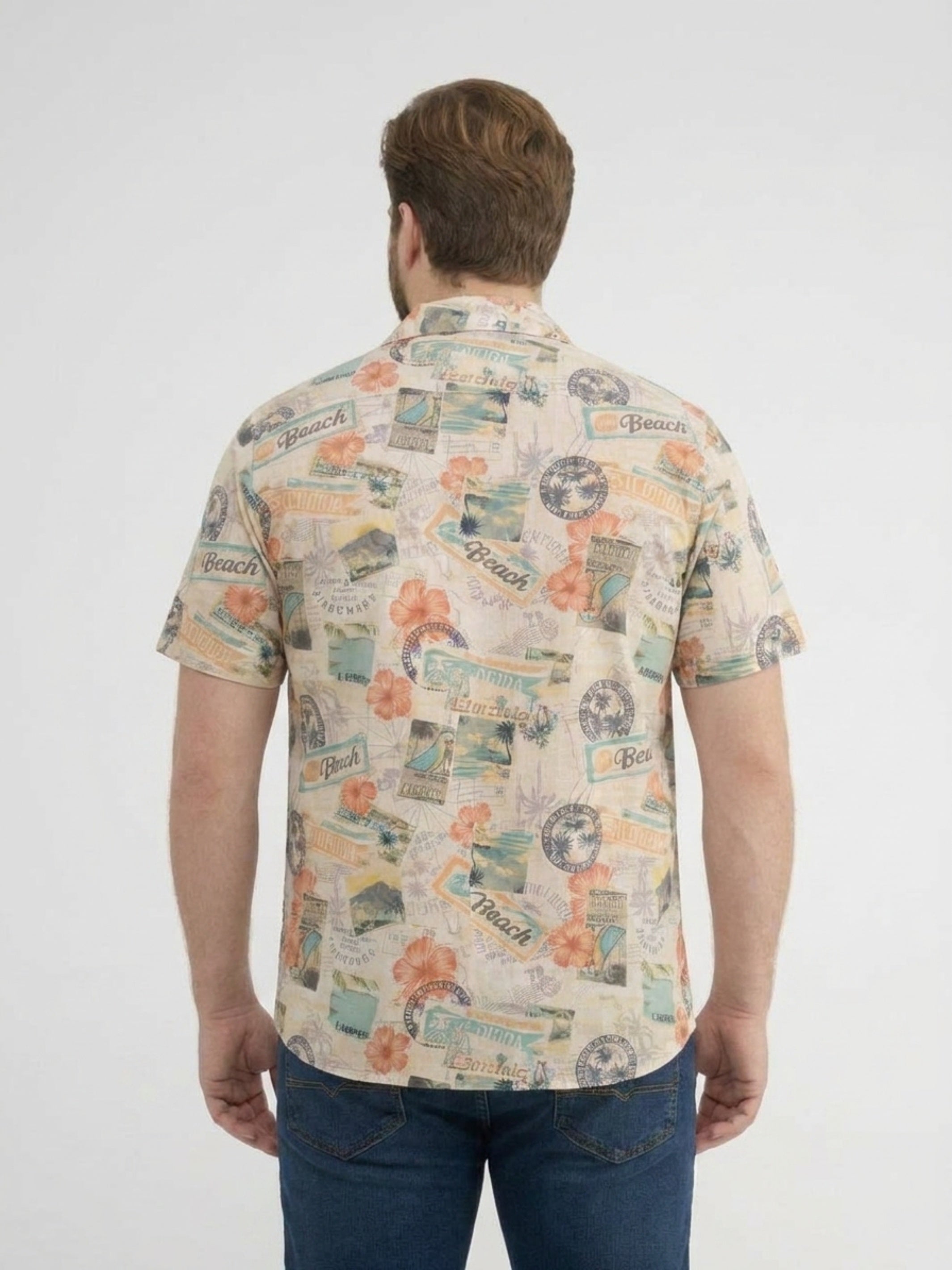Bequemes Kurzarmhemd mit All-over-Print, große Größen - Kurzarmhemd