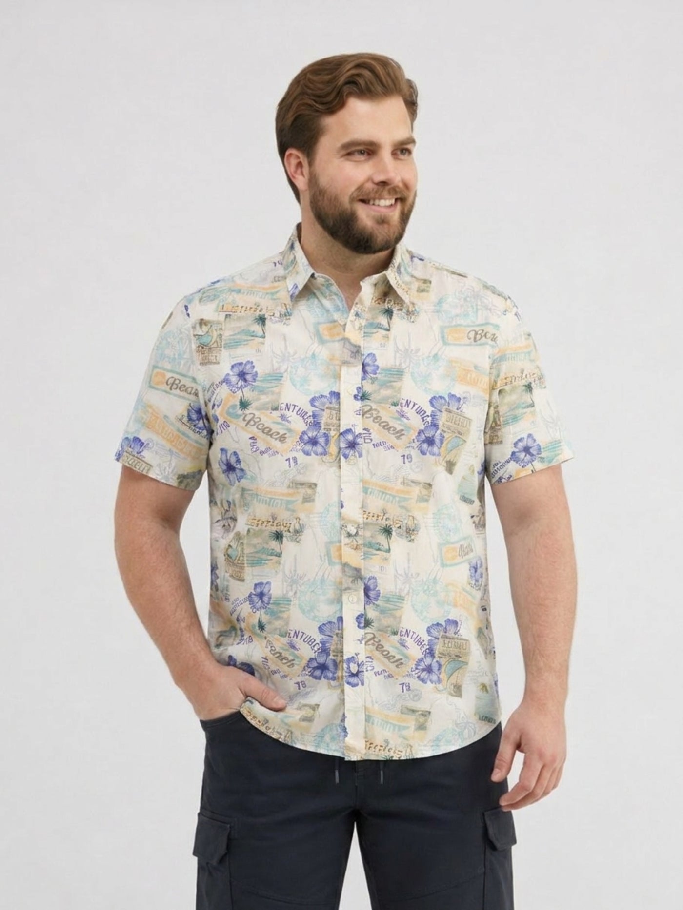 Sommerliches Kurzarmhemd im Hawaii-Look, große Größen - Kurzarmhemd
