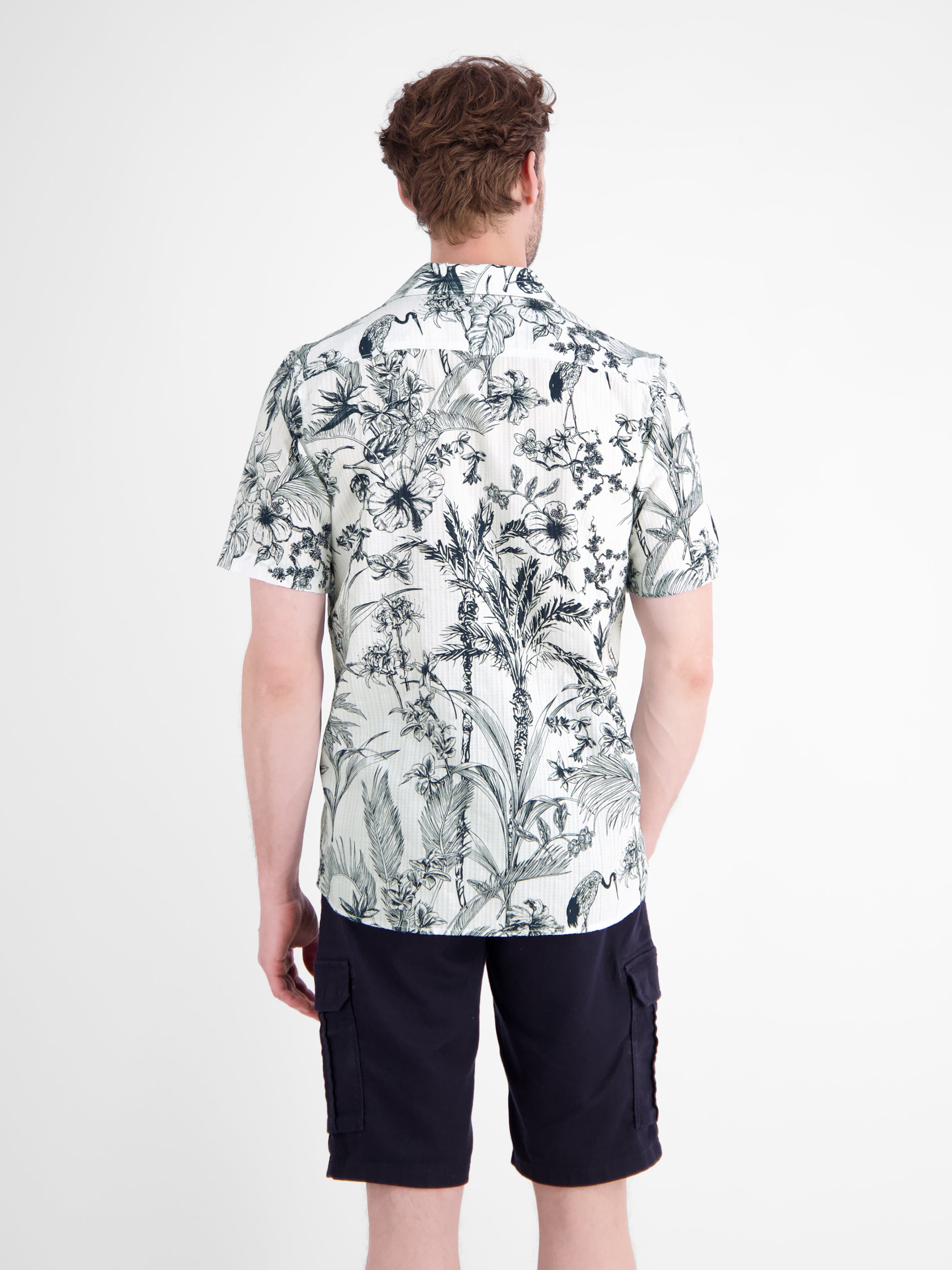Legeres Kurzarmhemd mit floralem Print und offenem Kragen - Kurzarmhemd