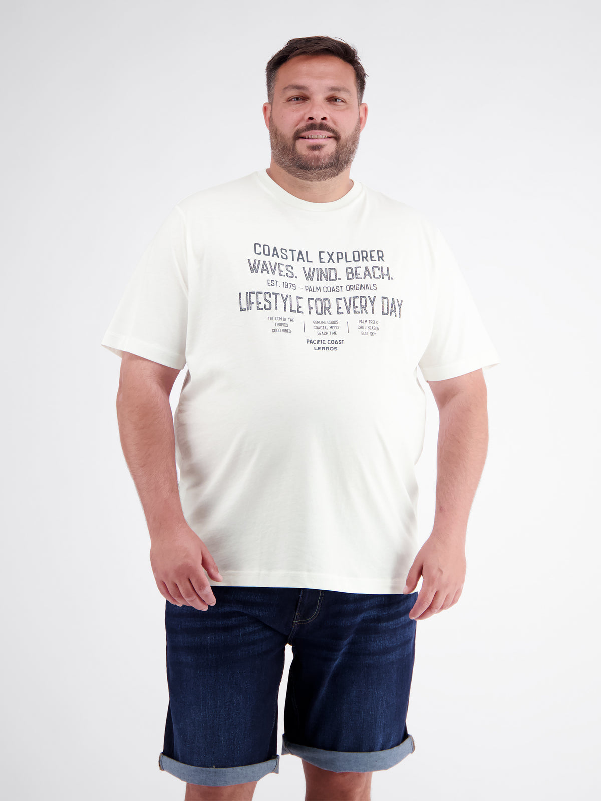 Pure cotton T-shirt with slogan print, plus size
