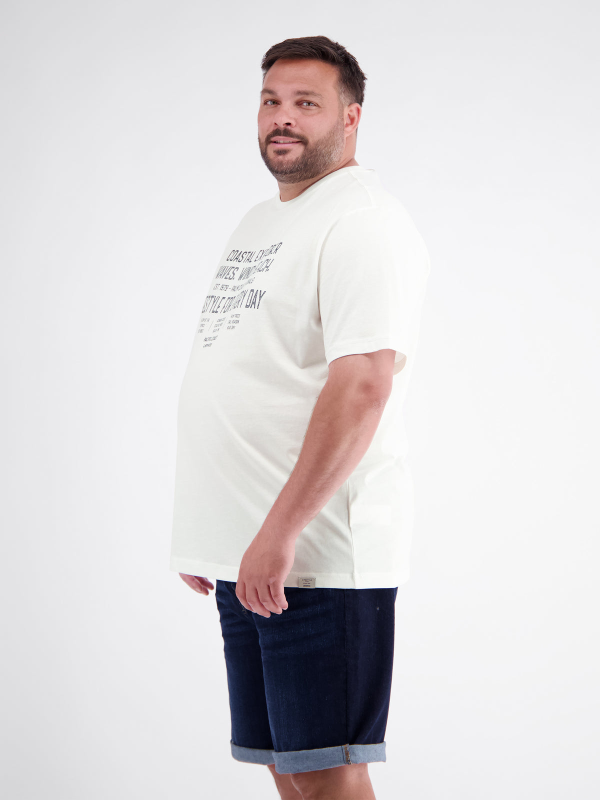 Pure cotton T-shirt with slogan print, plus size