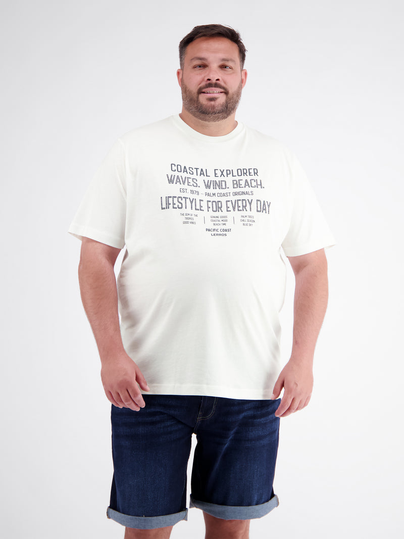 T-Shirt aus reiner Baumwolle mit Slogan-Print, große Größen