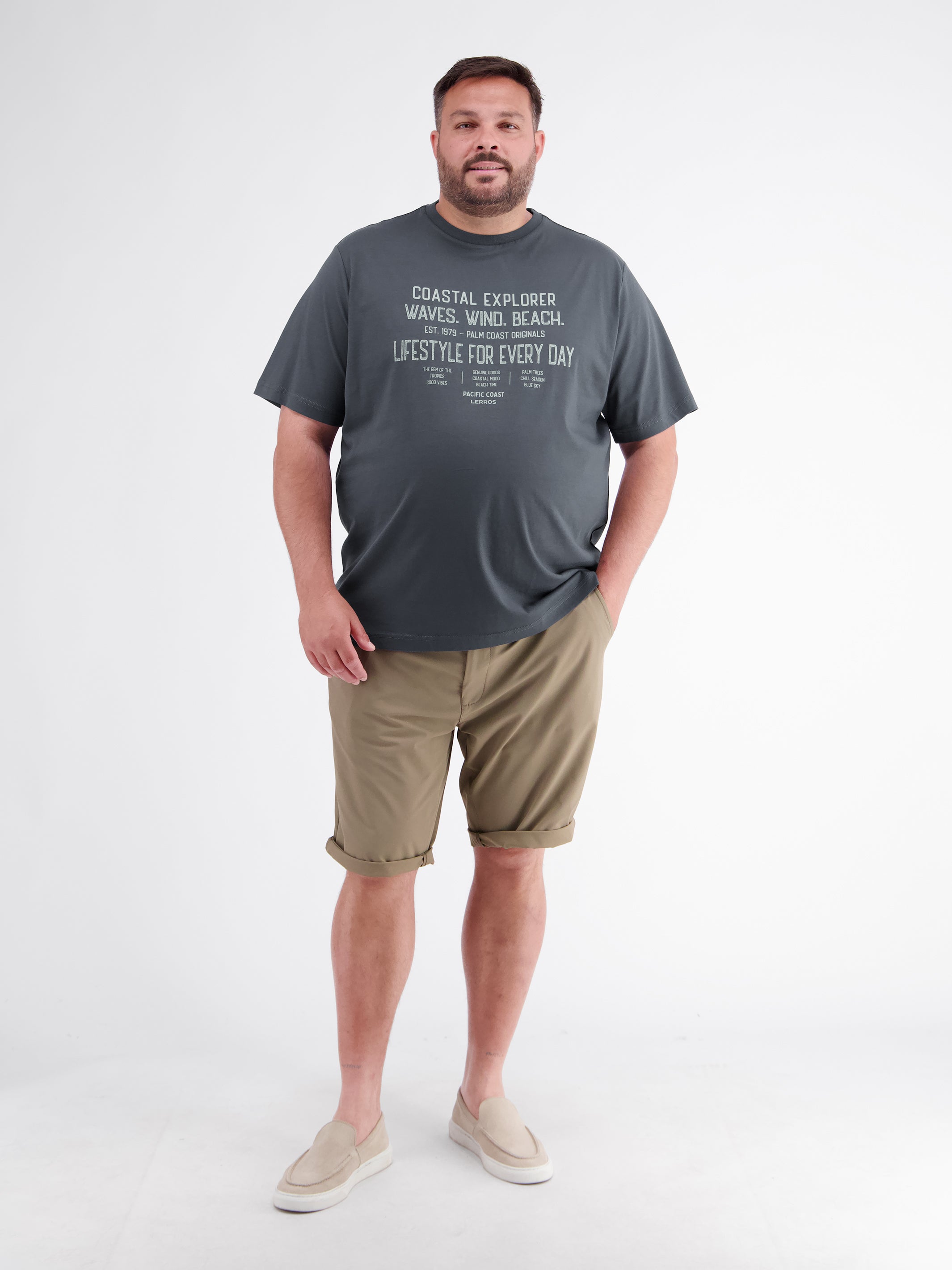 Pure cotton T-shirt with slogan print, plus size