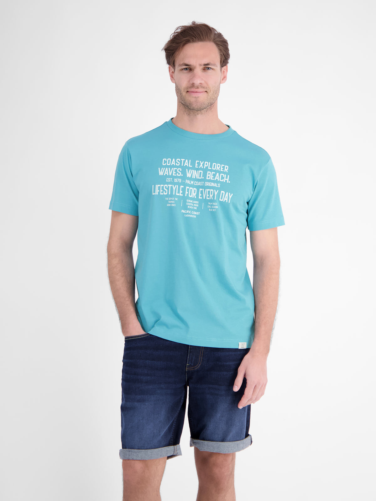 Sportliches T-Shirt aus Baumwolle mit coolem Slogan-Print - T-Shirt Rundhals