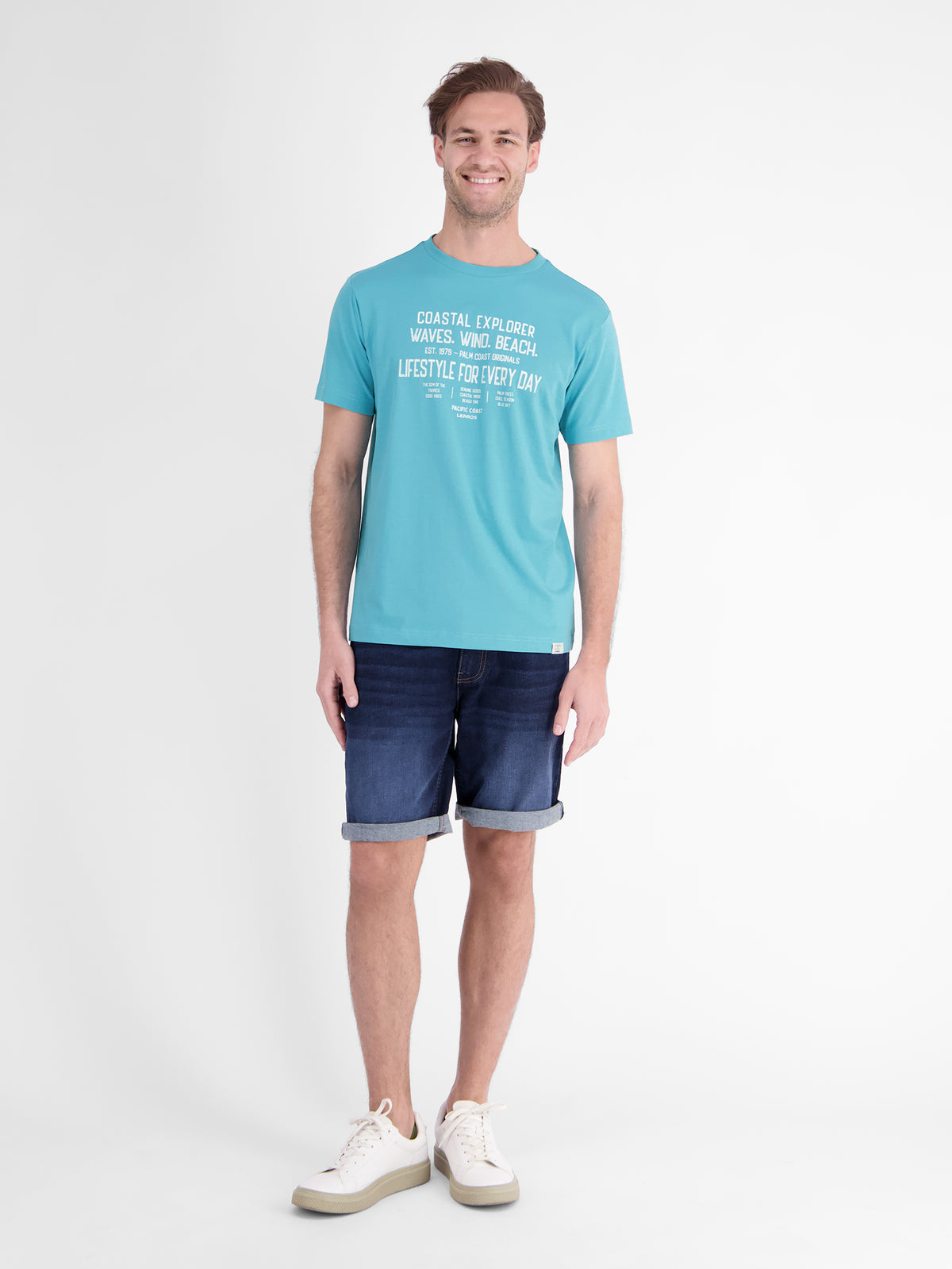 Sportliches T-Shirt aus Baumwolle mit coolem Slogan-Print - T-Shirt Rundhals