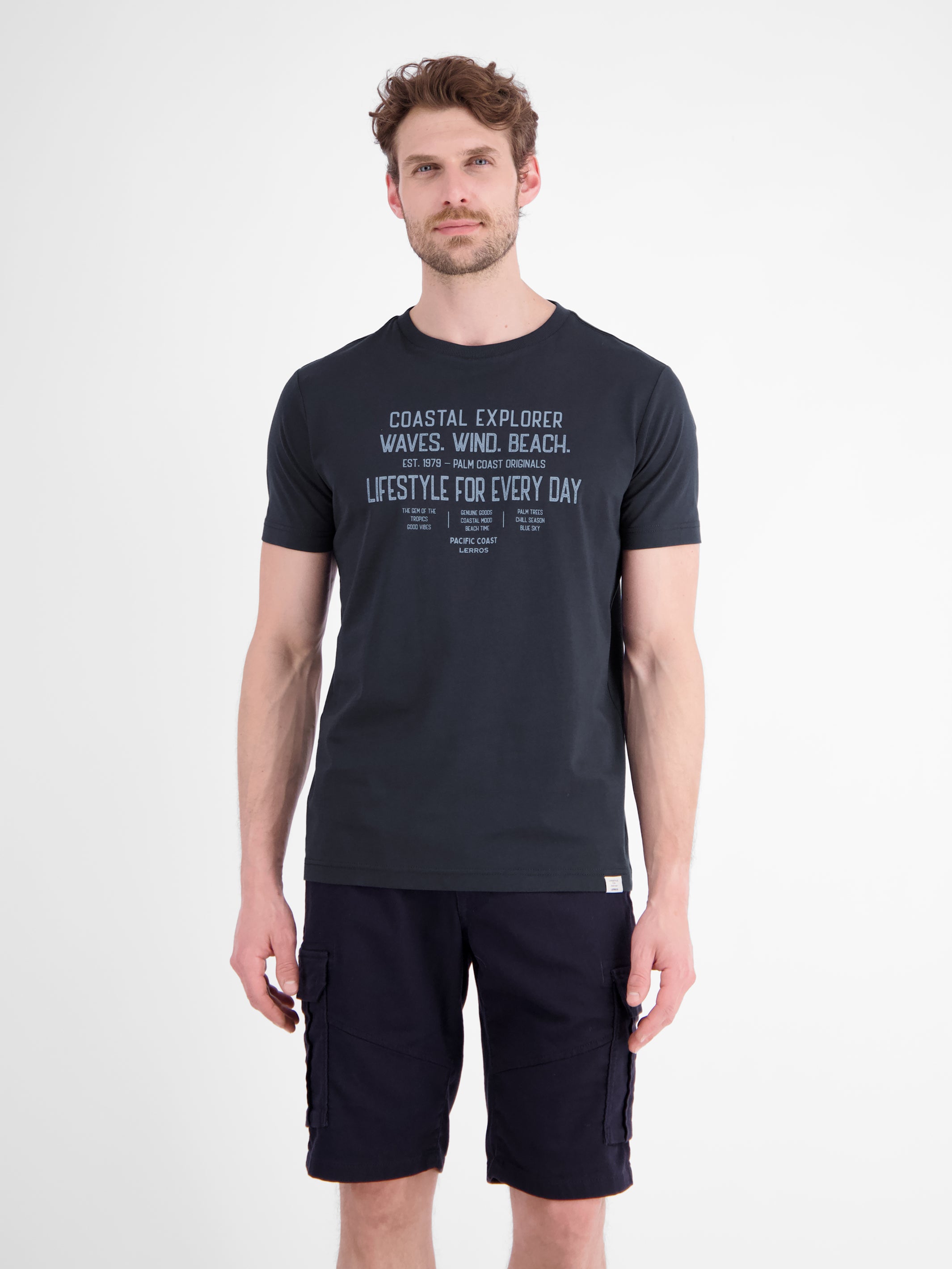 Sportliches T-Shirt aus Baumwolle mit coolem Slogan-Print - T-Shirt Rundhals