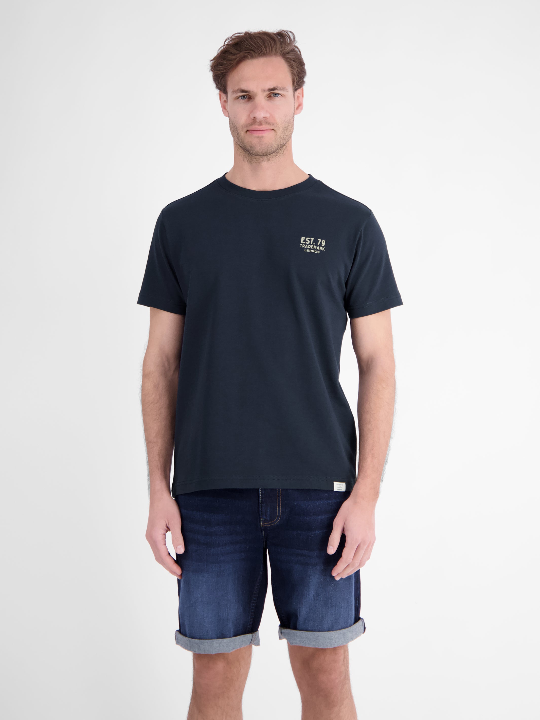 Baumwoll-T-Shirt mit bequemem Rundhalsausschnitt und Print - T-Shirt Rundhals