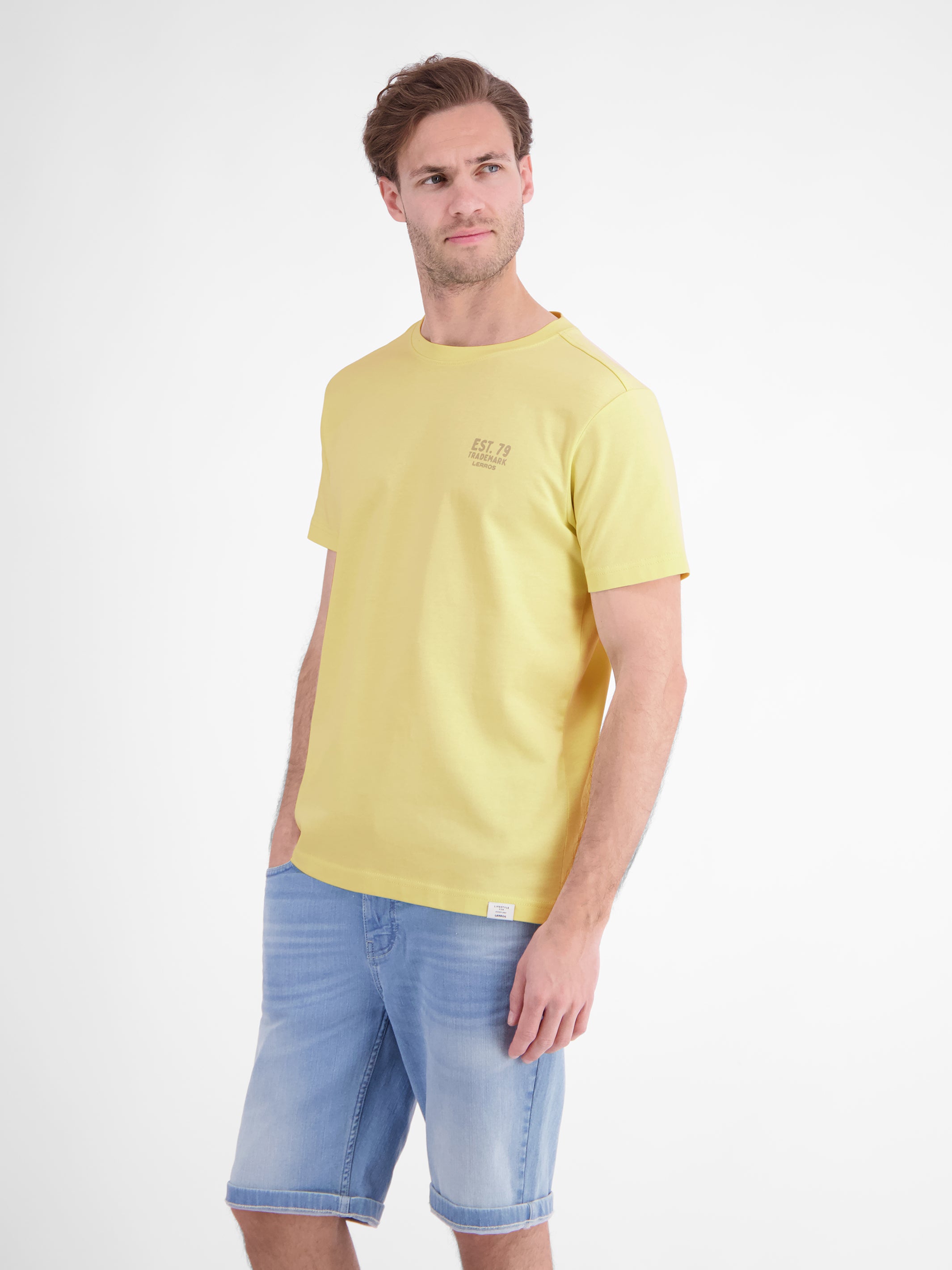 Baumwoll-T-Shirt mit bequemem Rundhalsausschnitt und Print - T-Shirt Rundhals