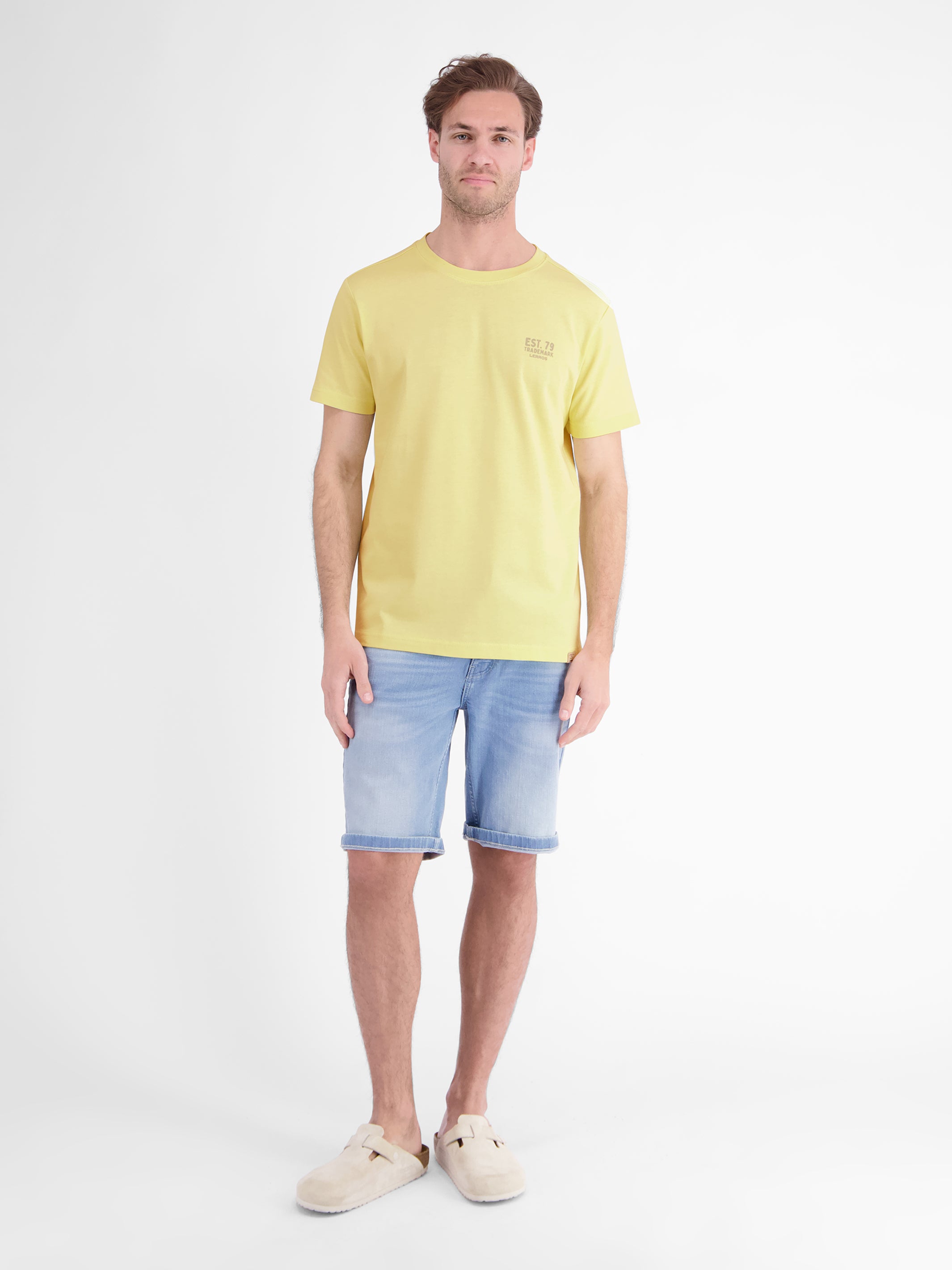 Baumwoll-T-Shirt mit bequemem Rundhalsausschnitt und Print - T-Shirt Rundhals