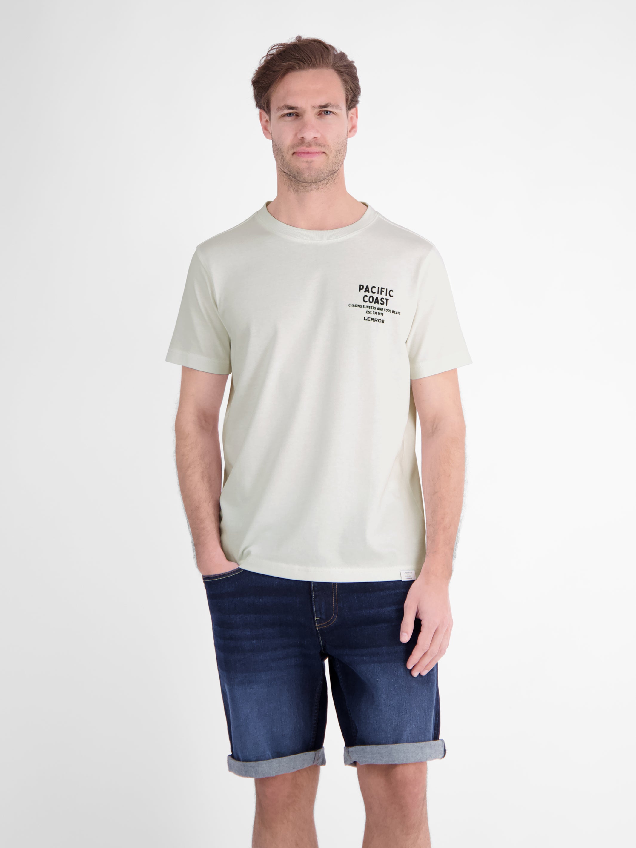 Sportliches T-Shirt aus Baumwolle mit Brust- und Rückenprint - T-Shirt Rundhals