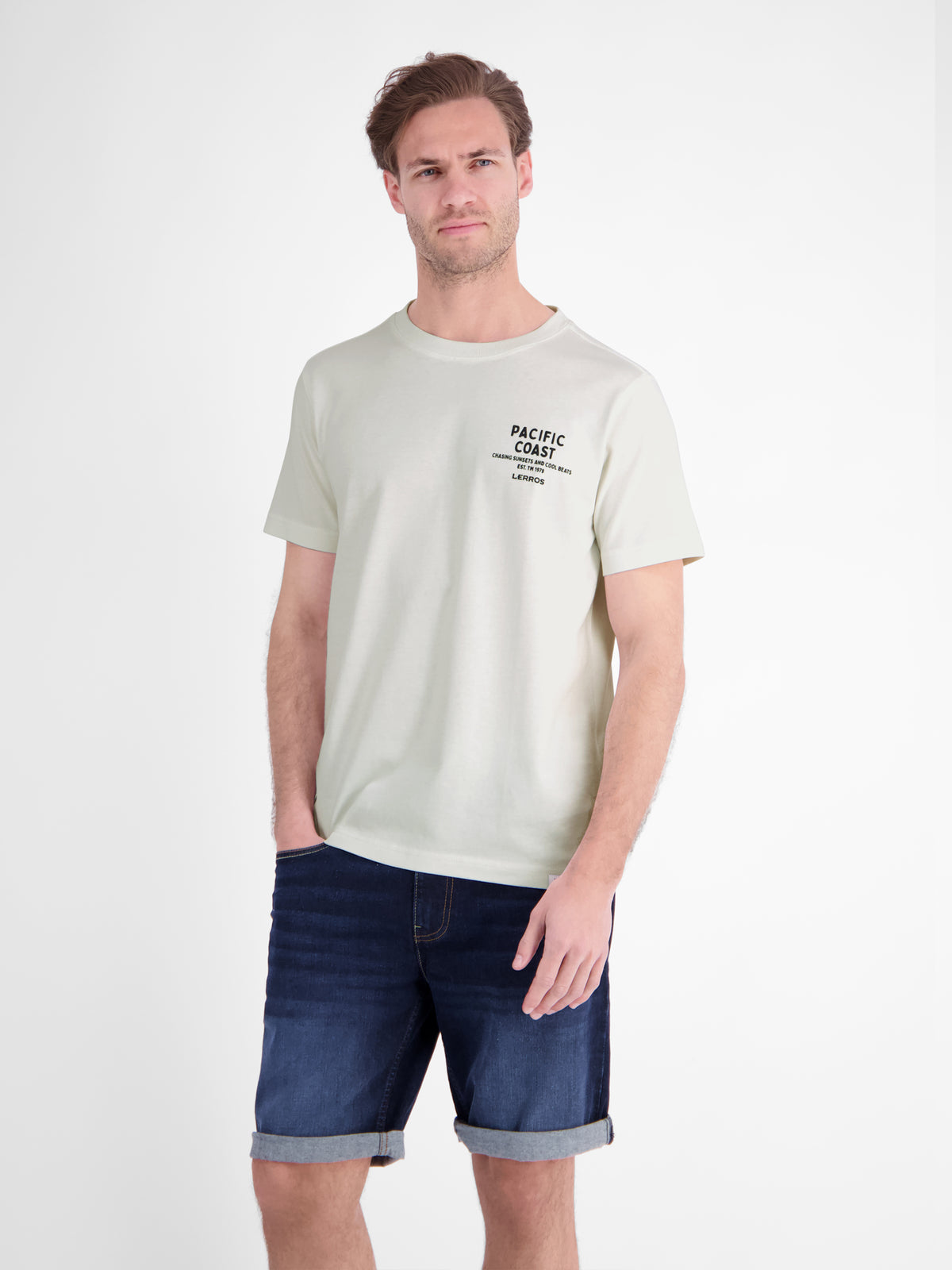 Sportliches T-Shirt aus Baumwolle mit Brust- und Rückenprint - T-Shirt Rundhals