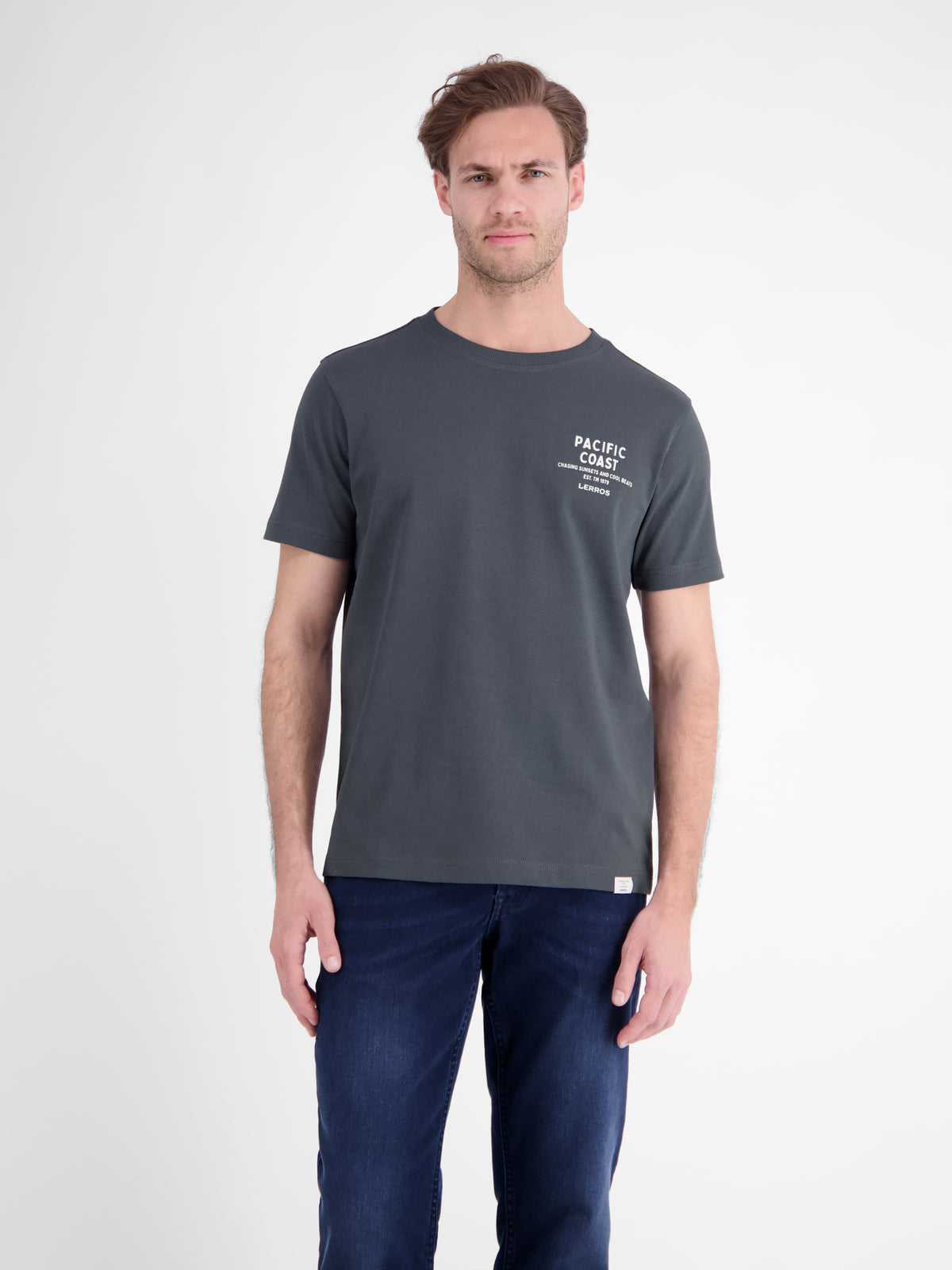 Sportliches T-Shirt aus Baumwolle mit Brust- und Rückenprint - T-Shirt Rundhals