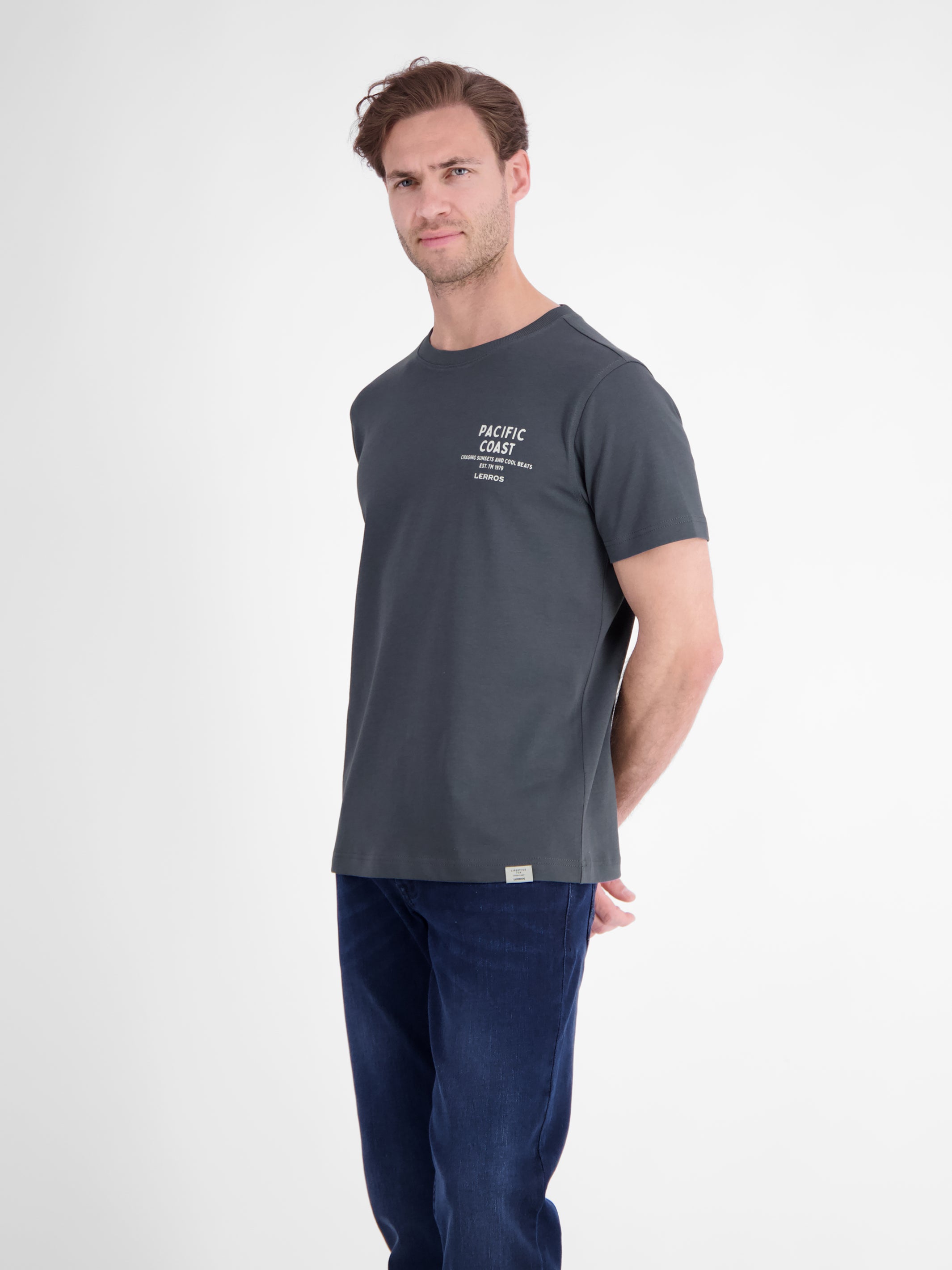 Sportliches T-Shirt aus Baumwolle mit Brust- und Rückenprint - T-Shirt Rundhals