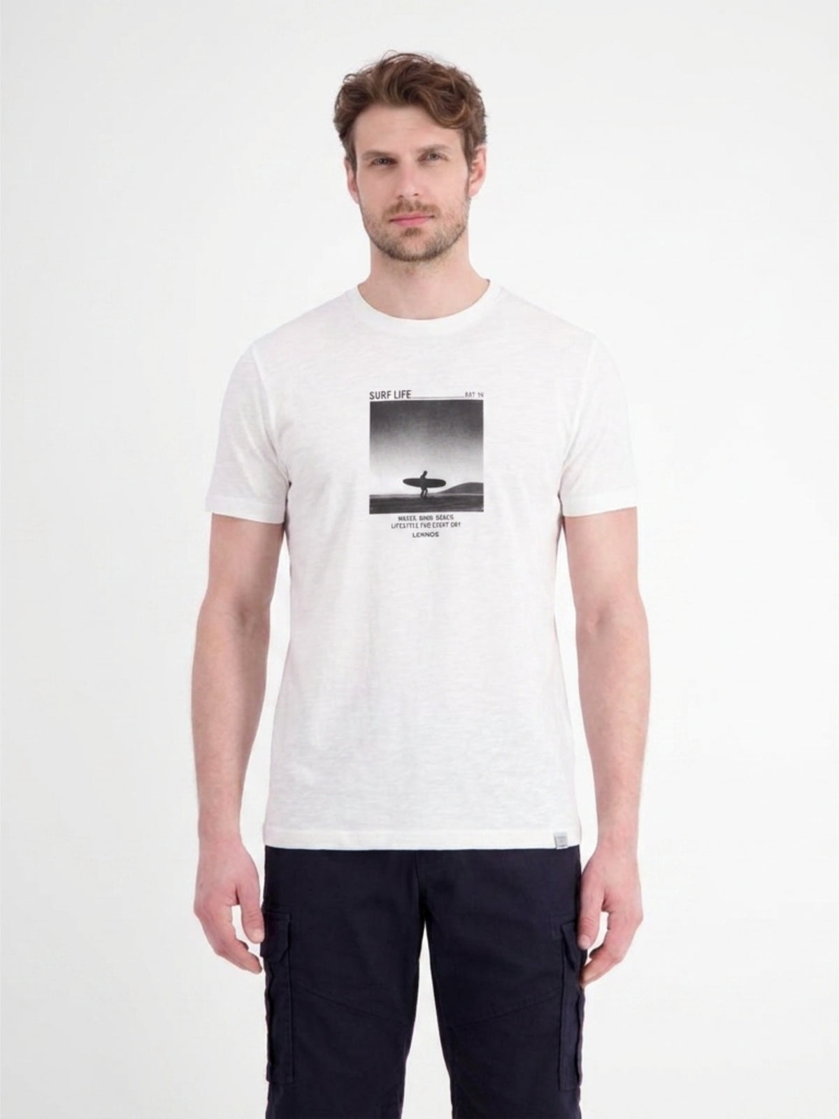 Sportliches T-Shirt mit Surfer-Motiv-Print, reine Baumwolle