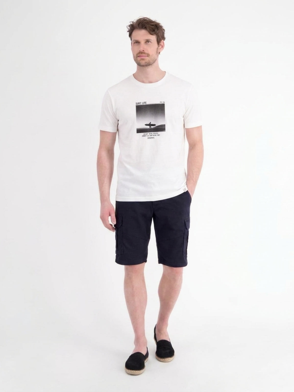 Sportliches T-Shirt mit Surfer-Motiv-Print, reine Baumwolle