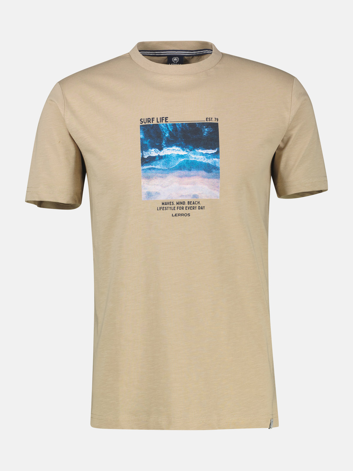 Sportliches T-Shirt mit Surfer-Motiv-Print, reine Baumwolle - T-Shirt Rundhals