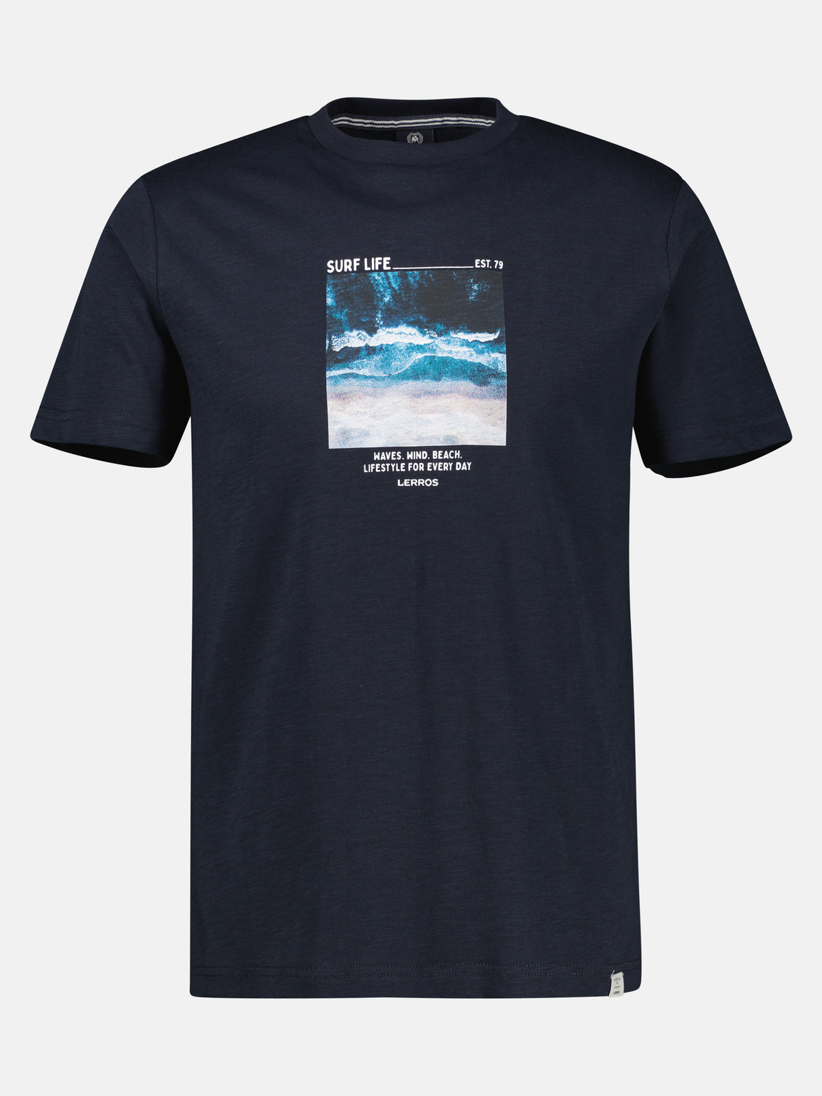 Sportliches T-Shirt mit Surfer-Motiv-Print, reine Baumwolle - T-Shirt Rundhals