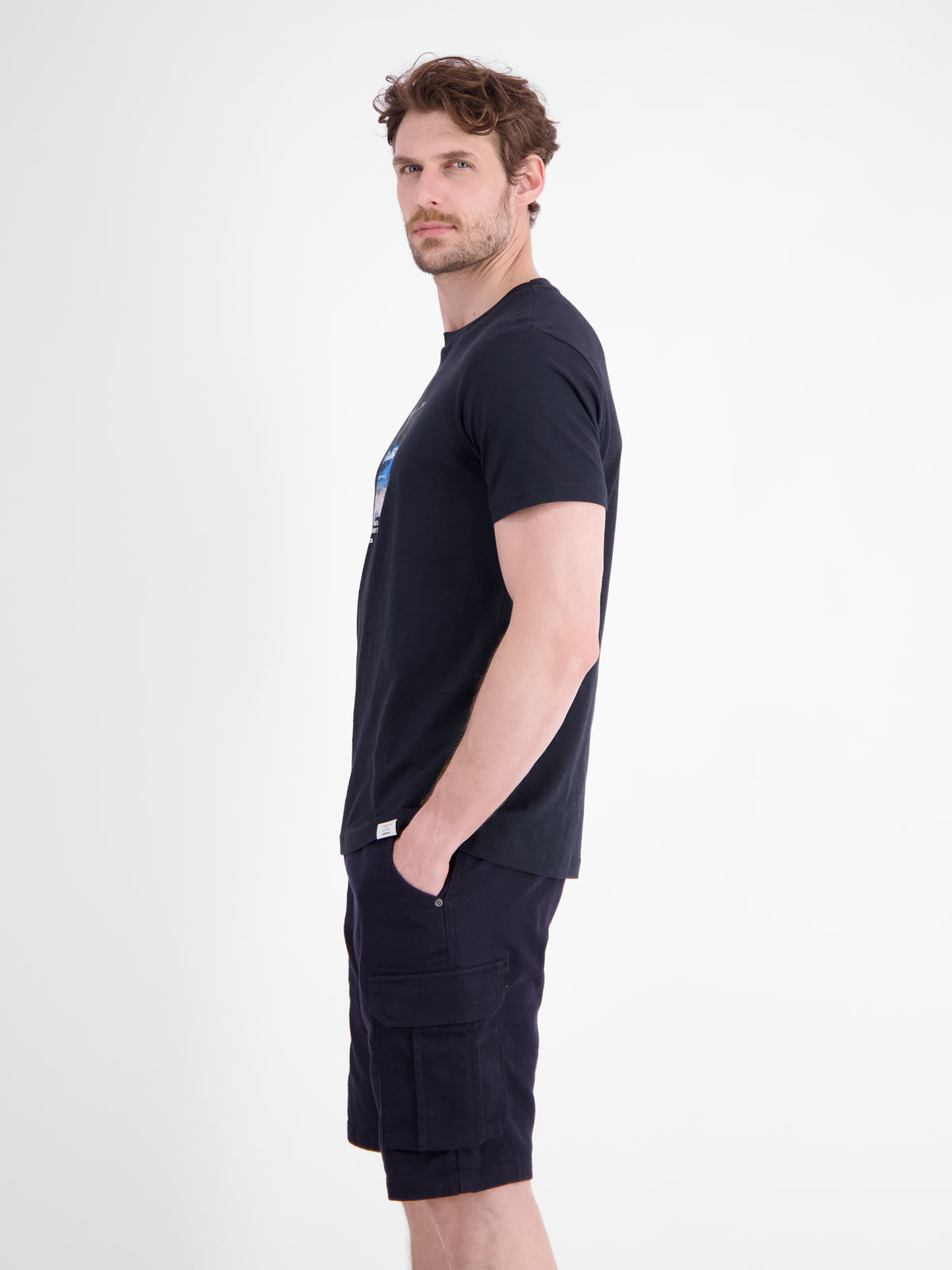 Sportliches T-Shirt mit Surfer-Motiv-Print, reine Baumwolle - T-Shirt Rundhals